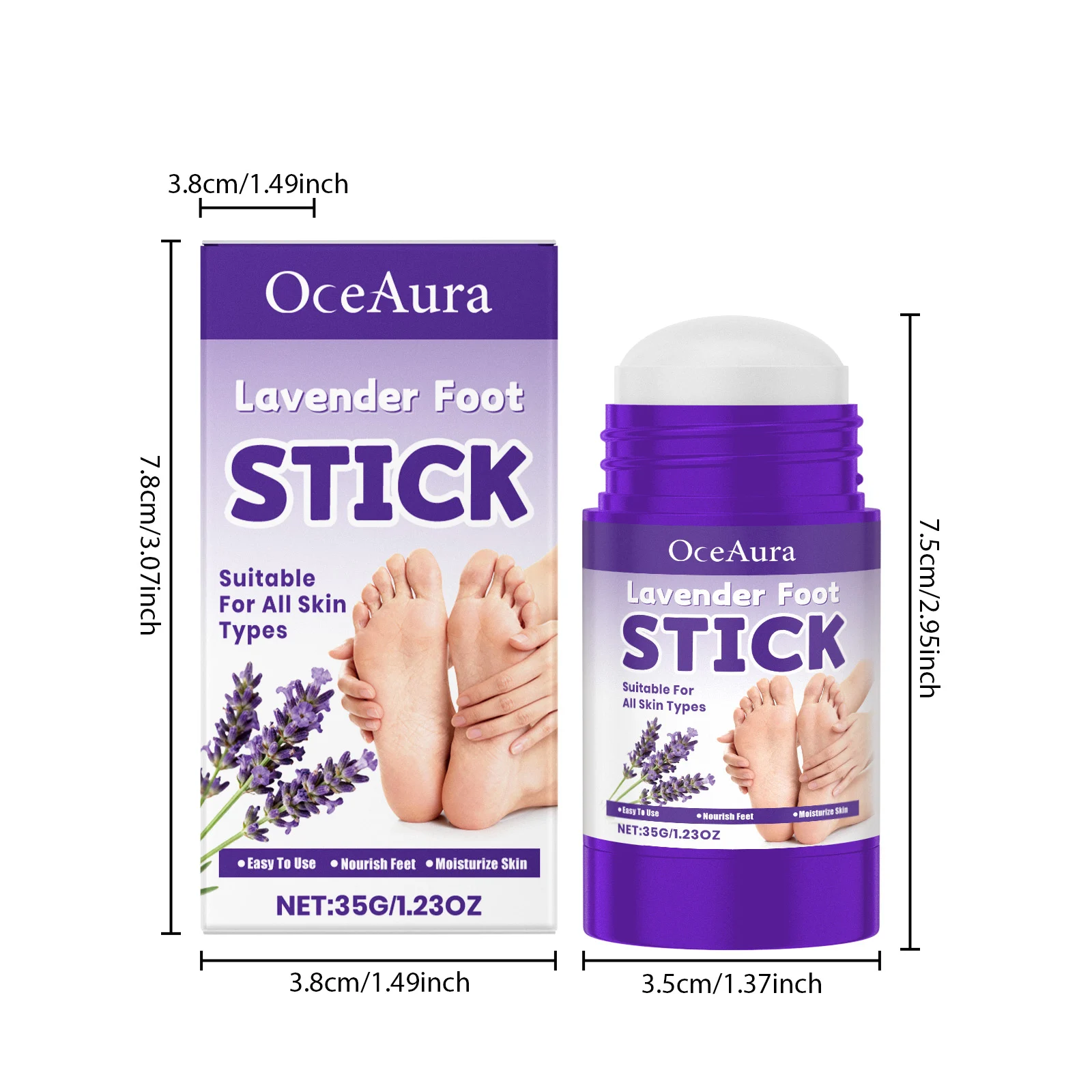 OceAura Lavender Foot Moisturizing Stick for Dry Skin, All Skin Types, Long-Lasting Hydration 1 lavender foot moisturizing stick der yp3crjkx desc 1