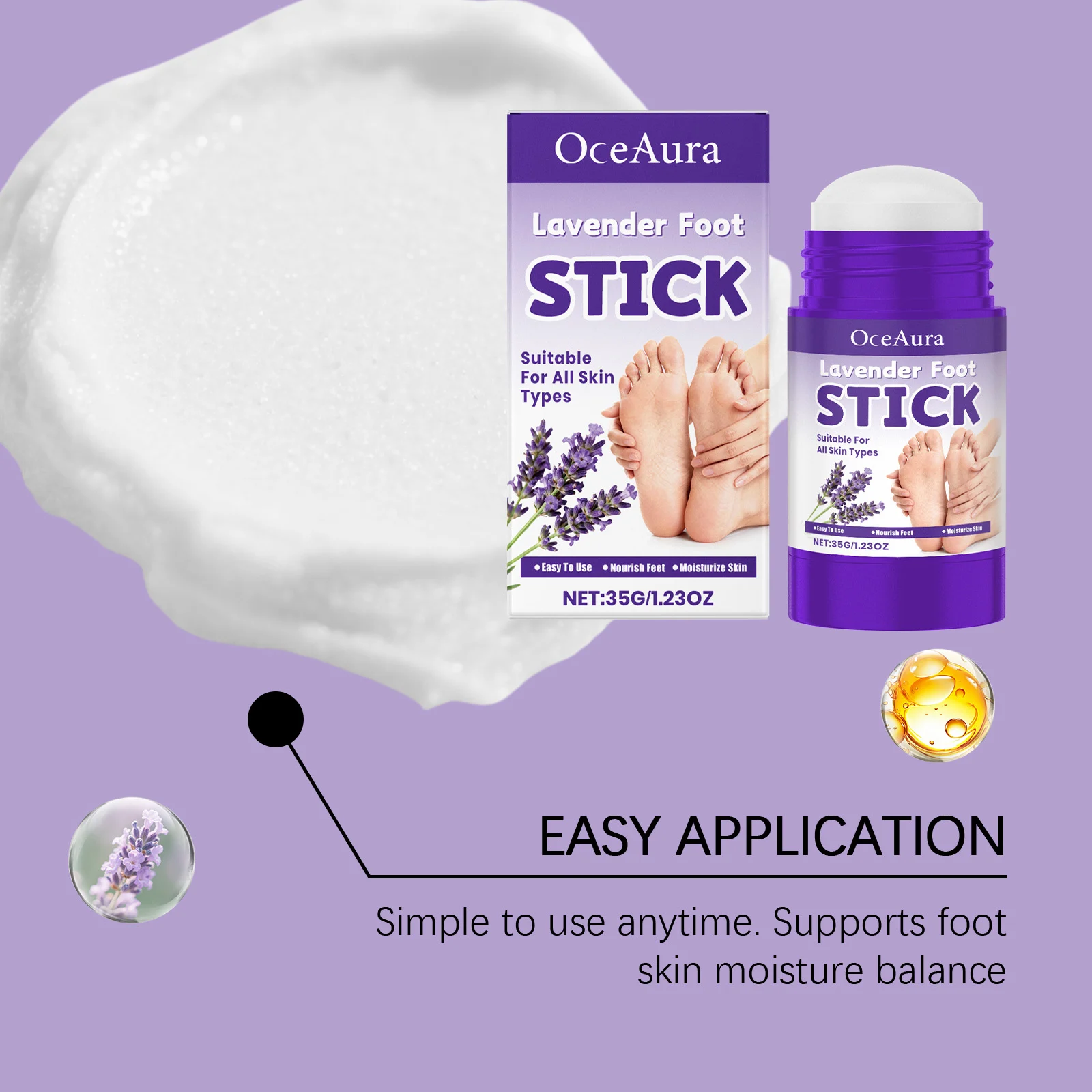 OceAura Lavender Foot Moisturizing Stick for Dry Skin, All Skin Types, Long-Lasting Hydration 8 lavender foot moisturizing stick der yp3crjkx desc 8