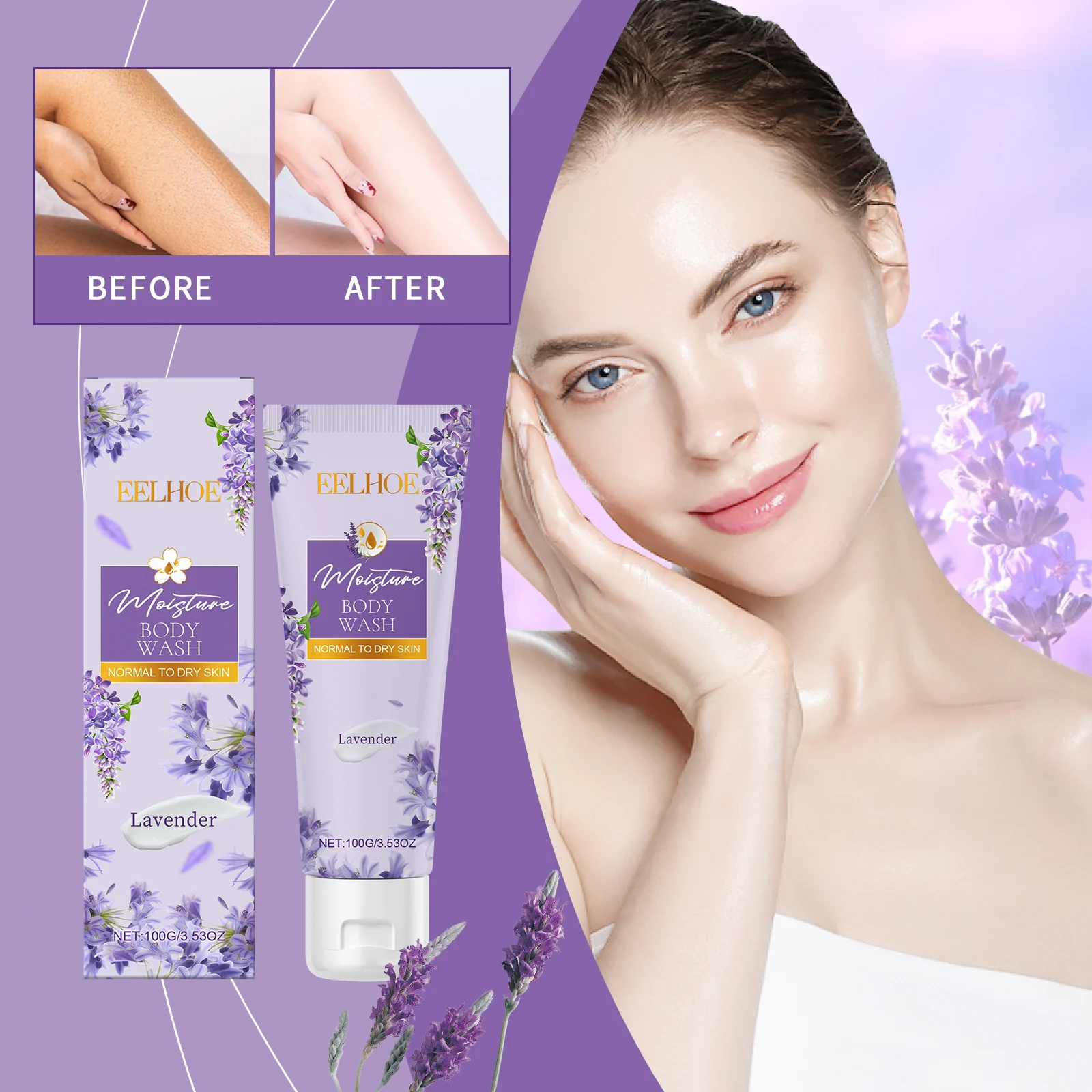 Lavender Moisturizing Body Wash 100g for Dry Skin with Shea Butter and Coconut Oil 2 lavender moisturizing body wash 100g cih az97g69n desc 2