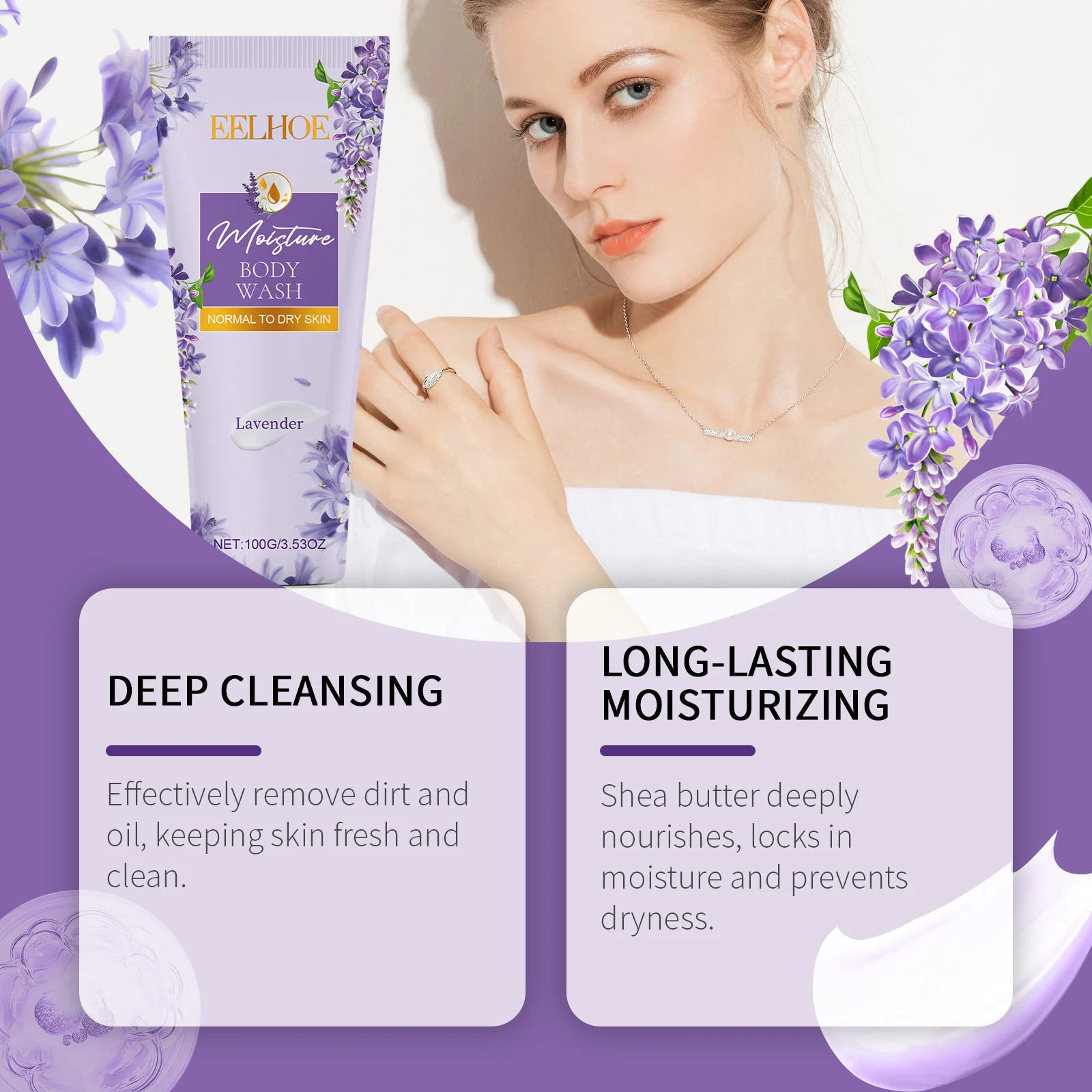 Lavender Moisturizing Body Wash 100g for Dry Skin with Shea Butter and Coconut Oil 7 lavender moisturizing body wash 100g cih az97g69n desc 7