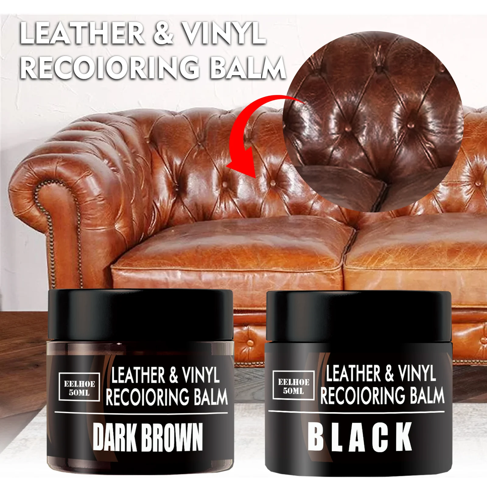 Leather Recoloring Balm 50ml for Car Seats, Sofas, Jackets & Bags Repair & Restoration 2 leather recoloring balm care oil 50ml cih uk5bxs2y desc 2