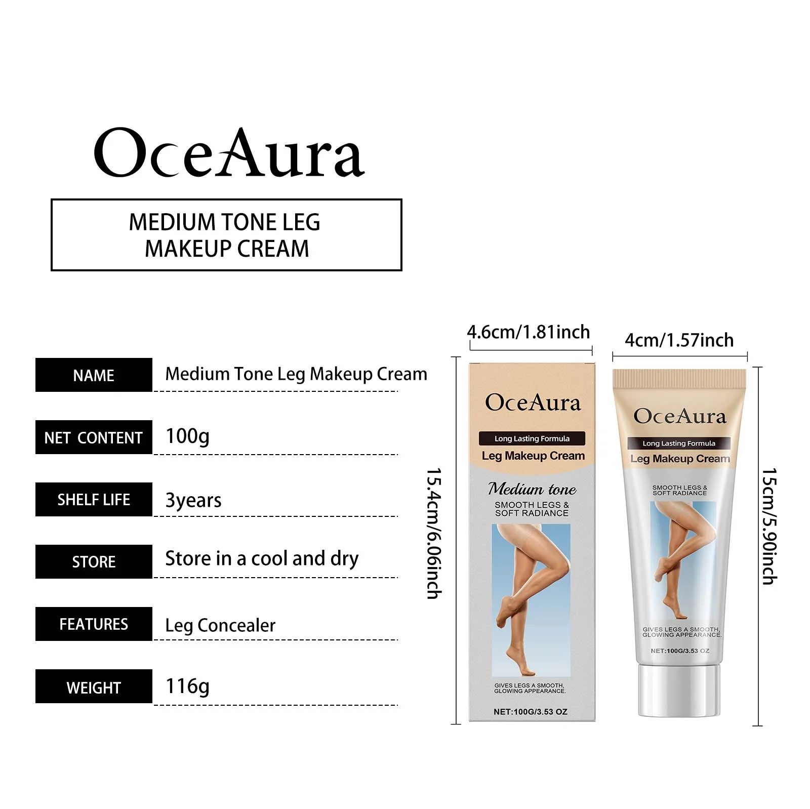 OceAura Medium Tone Leg Makeup Cream - Waterproof, Long-Lasting Concealer for Smooth Legs 1 leg concealer makeup cream der azsrk8gu desc 1