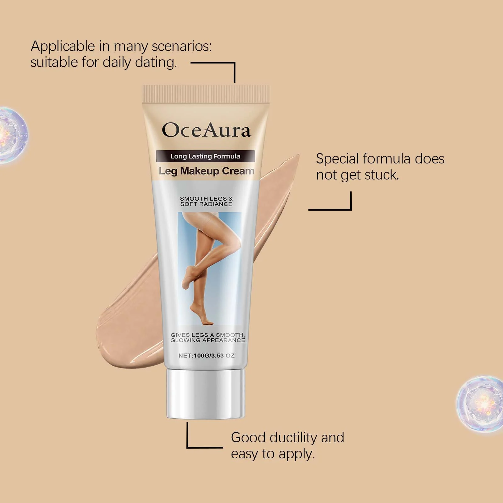 OceAura Medium Tone Leg Makeup Cream - Waterproof, Long-Lasting Concealer for Smooth Legs 6 leg concealer makeup cream der azsrk8gu desc 6