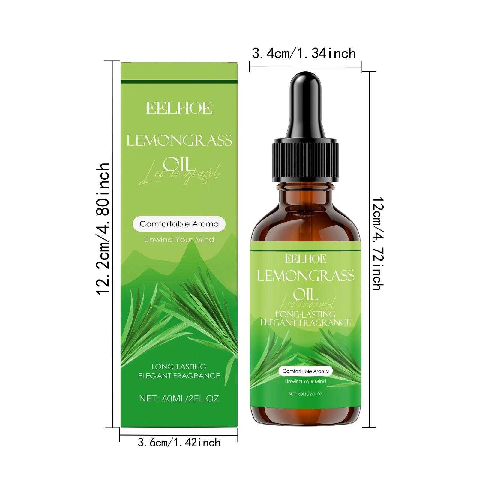 Lemongrass Essential Oil 60ml for Diffuser, Skin & Aromatherapy with Jojoba & Castor Oil 1 lemongrass essential oil 60ml der nrt7vhsu desc 1
