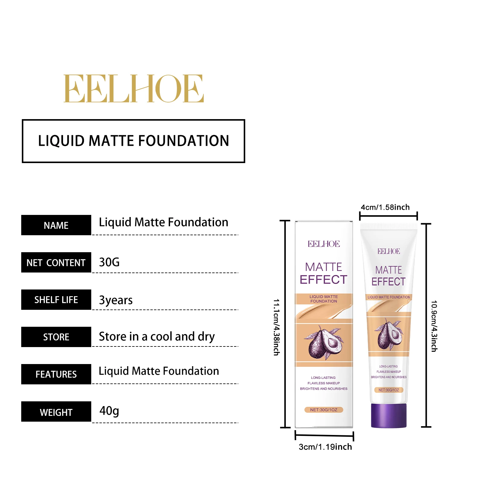 Lightweight Concealer Foundation 30g Natural Matte Finish Long-Lasting Oil Control 1 lightweight concealer foundation 30g cih zx3efvey desc 1