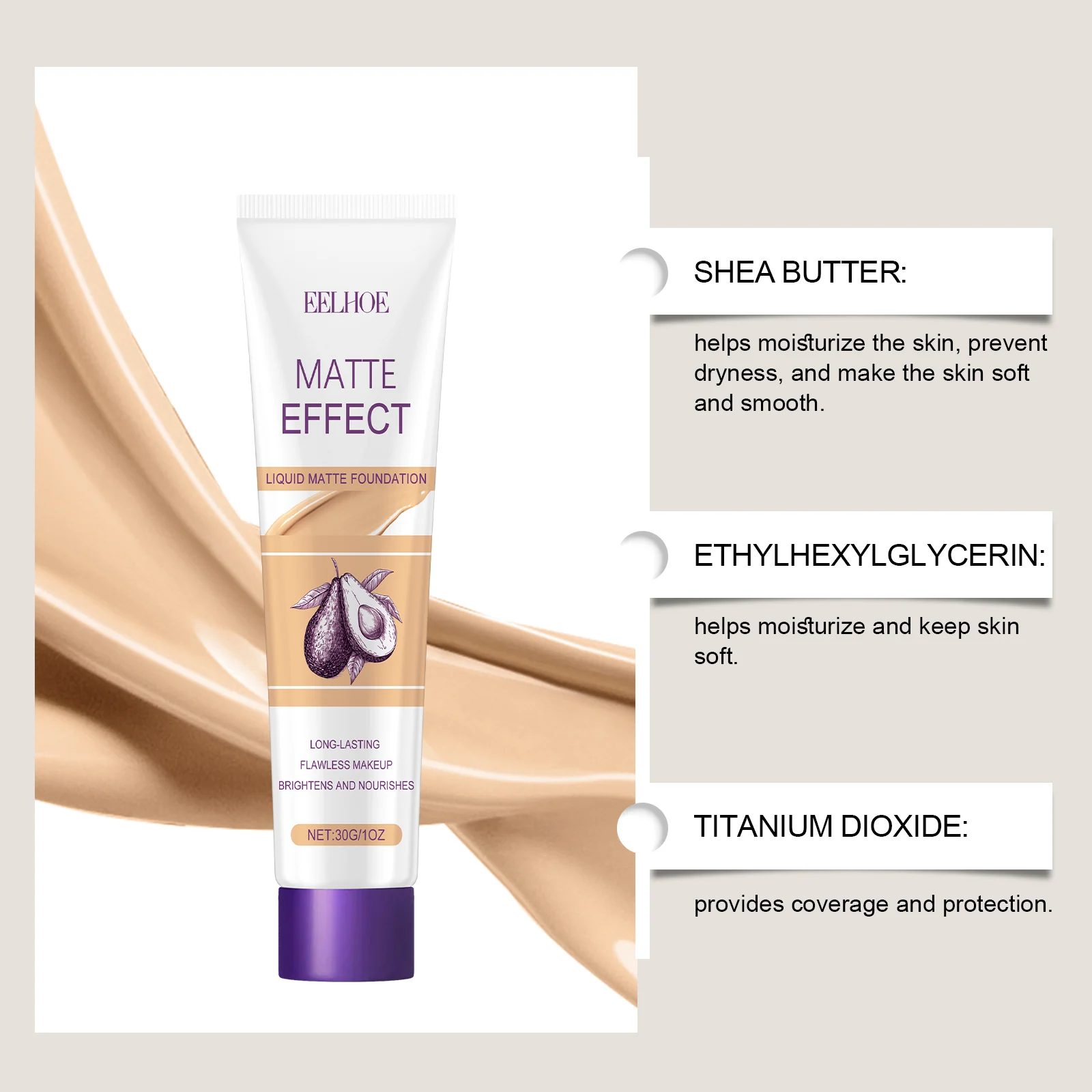 Lightweight Concealer Foundation 30g Natural Matte Finish Long-Lasting Oil Control 6 lightweight concealer foundation 30g cih zx3efvey desc 6