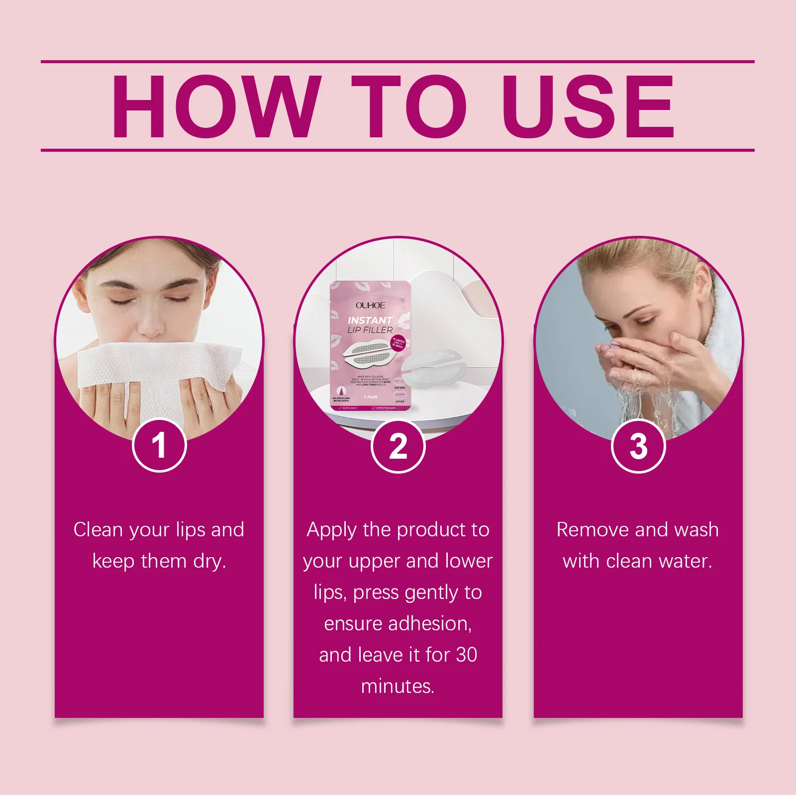 Lip Plumping Patches Instant Filler Effect for Moisturizing & Smoothing Fine Lines 1 Pair 4 lip plumping patches instant filler effect moisturizing smoothing fine lines der aa3u659m desc 4