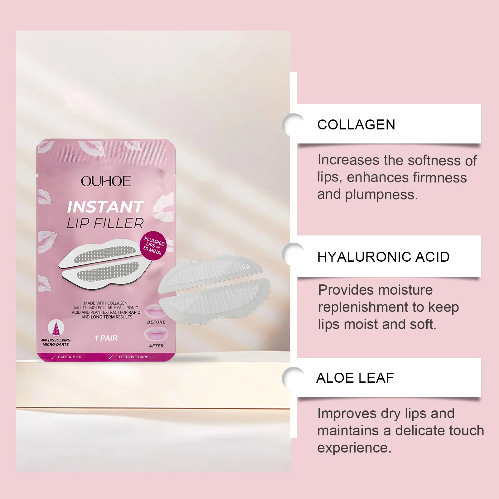 Lip Plumping Patches Instant Filler Effect for Moisturizing & Smoothing Fine Lines 1 Pair 5 lip plumping patches instant filler effect moisturizing smoothing fine lines der aa3u659m desc 5