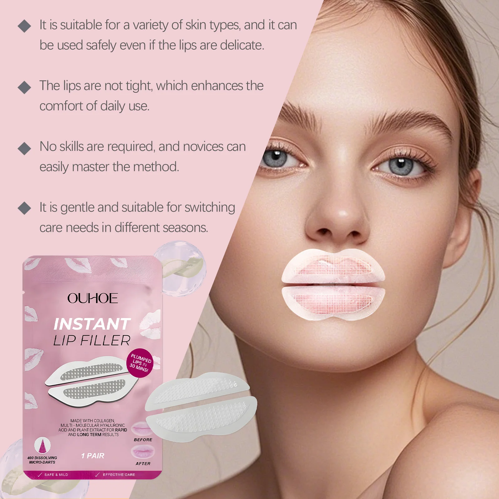 Lip Plumping Patches Instant Filler Effect for Moisturizing & Smoothing Fine Lines 1 Pair 7 lip plumping patches instant filler effect moisturizing smoothing fine lines der aa3u659m desc 7