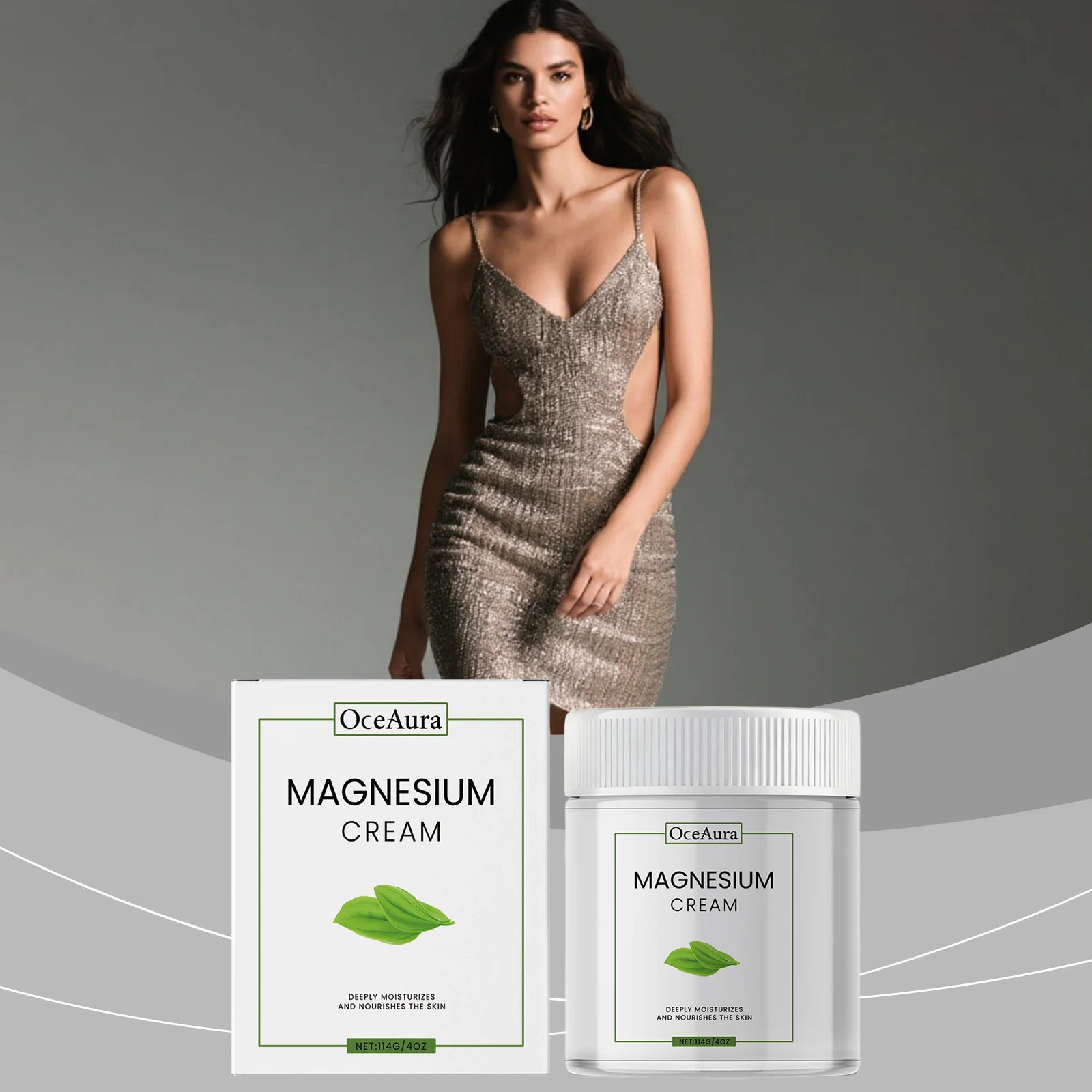 OceAura Magnesium Body Cream for Deep Hydration and Skin Soothing, 114g/4oz 2 magnesium body cream der 2smks3sj desc 2