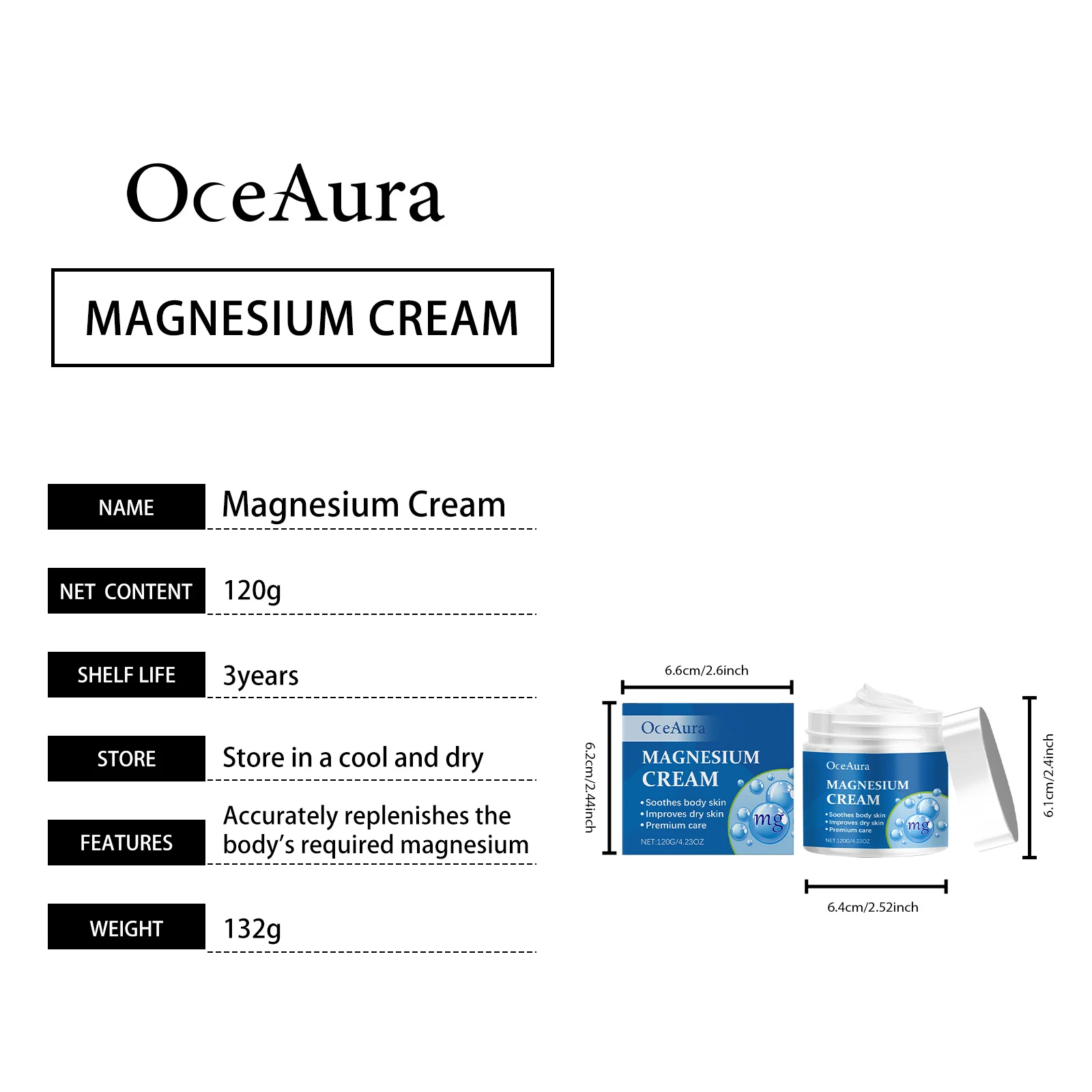 OceAura Magnesium Sleep Cream for Relaxation, Stress Relief & Moisturizing 1 magnesium sleep cream der nuwzr92k desc 1