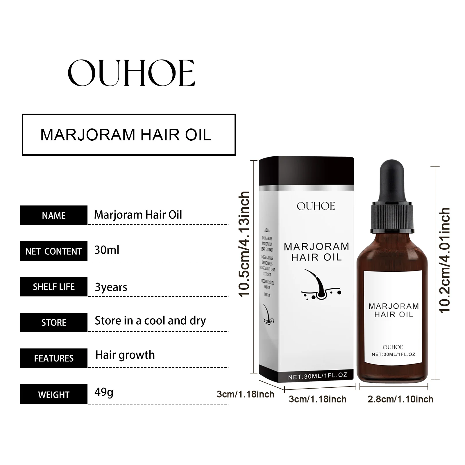 OUHOE Marjoram Hair Oil for Growth, Moisturizing & Repair, Strengthens Hair, Reduces Breakage 1 marjoram hair growth oil cih tjfgnge4 desc 1