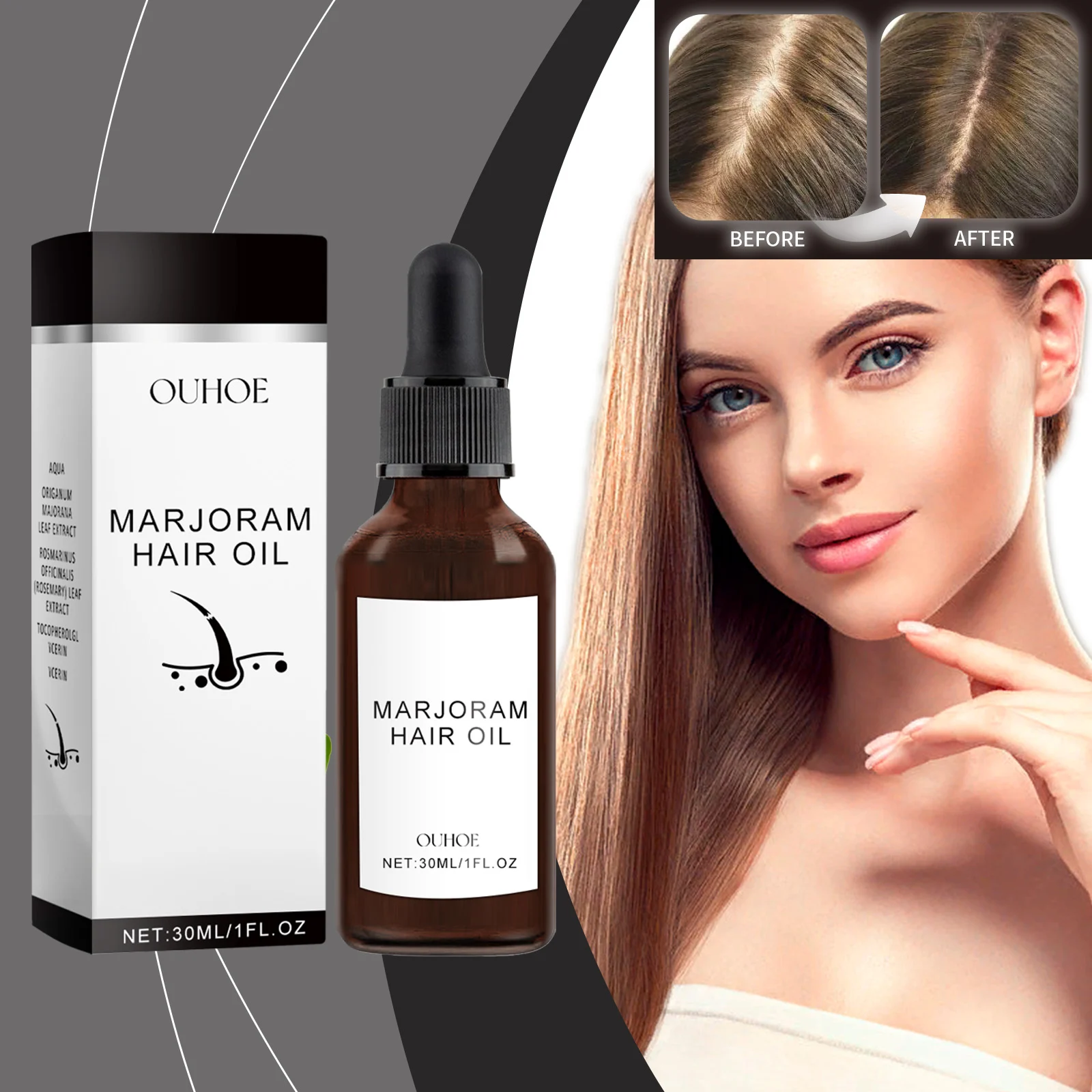 OUHOE Marjoram Hair Oil for Growth, Moisturizing & Repair, Strengthens Hair, Reduces Breakage 2 marjoram hair growth oil cih tjfgnge4 desc 2