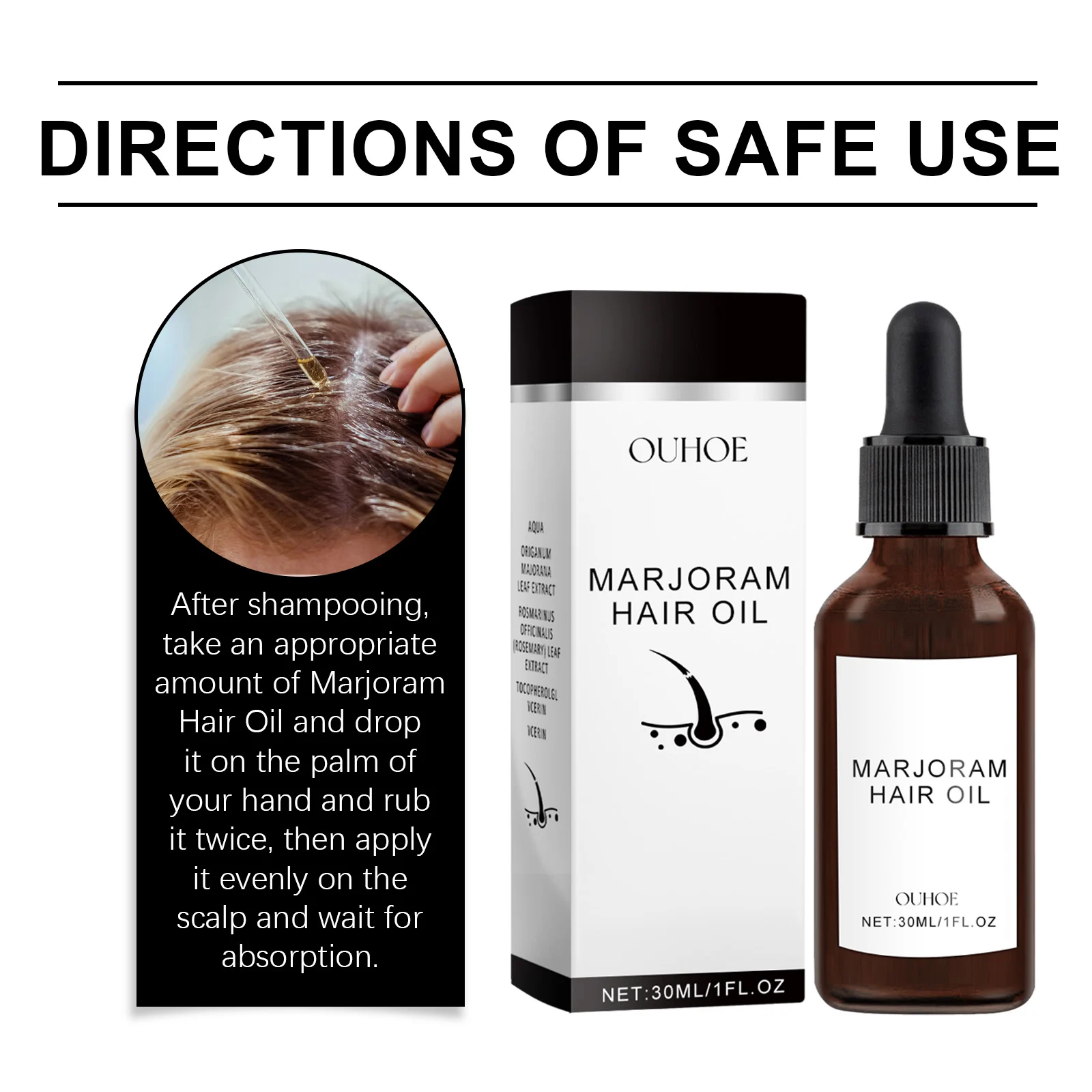 OUHOE Marjoram Hair Oil for Growth, Moisturizing & Repair, Strengthens Hair, Reduces Breakage 4 marjoram hair growth oil cih tjfgnge4 desc 4