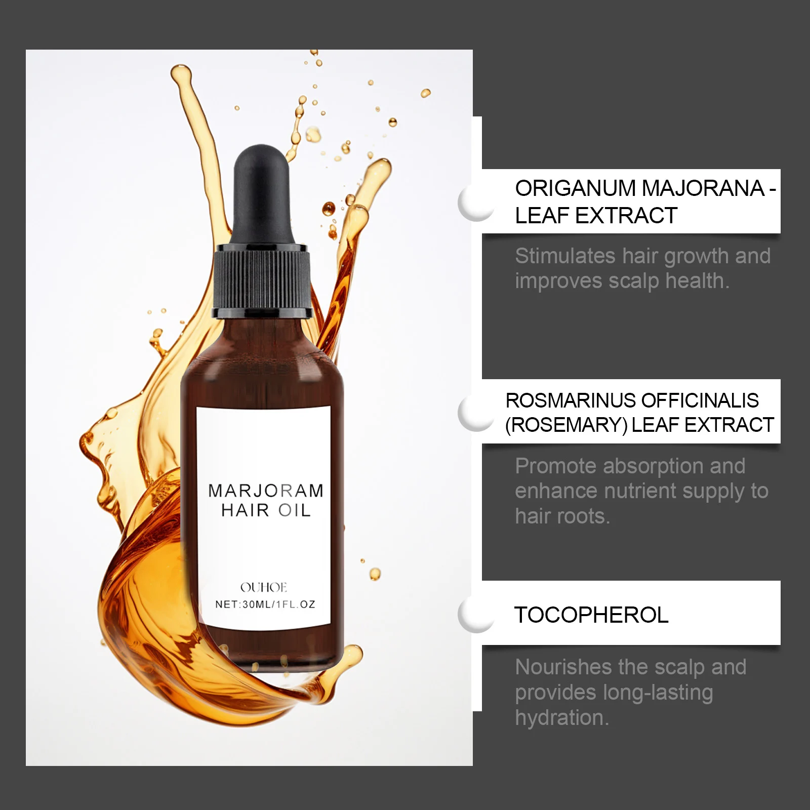 OUHOE Marjoram Hair Oil for Growth, Moisturizing & Repair, Strengthens Hair, Reduces Breakage 8 marjoram hair growth oil cih tjfgnge4 desc 8
