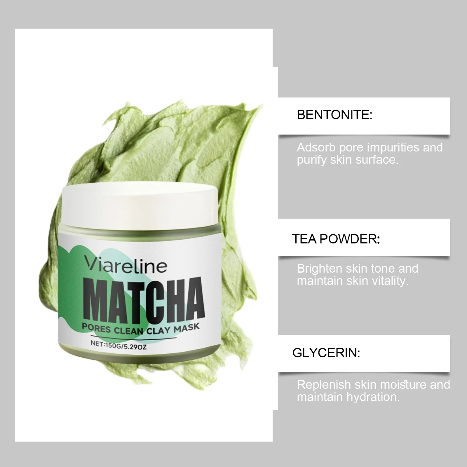 Matcha Pores Clean Clay Mask 150g Gentle Deep Cleansing Oil Control Brightening Facial Mask 5 matcha pores clean clay mask 150g der smbkwxbk desc 5