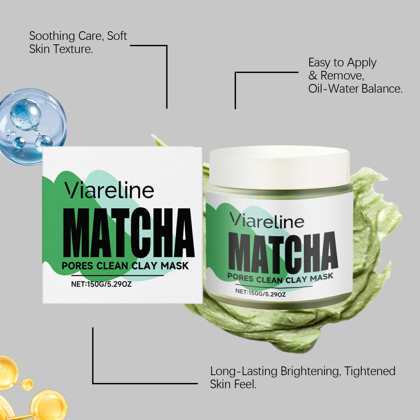 Matcha Pores Clean Clay Mask 150g Gentle Deep Cleansing Oil Control Brightening Facial Mask 6 matcha pores clean clay mask 150g der smbkwxbk desc 6