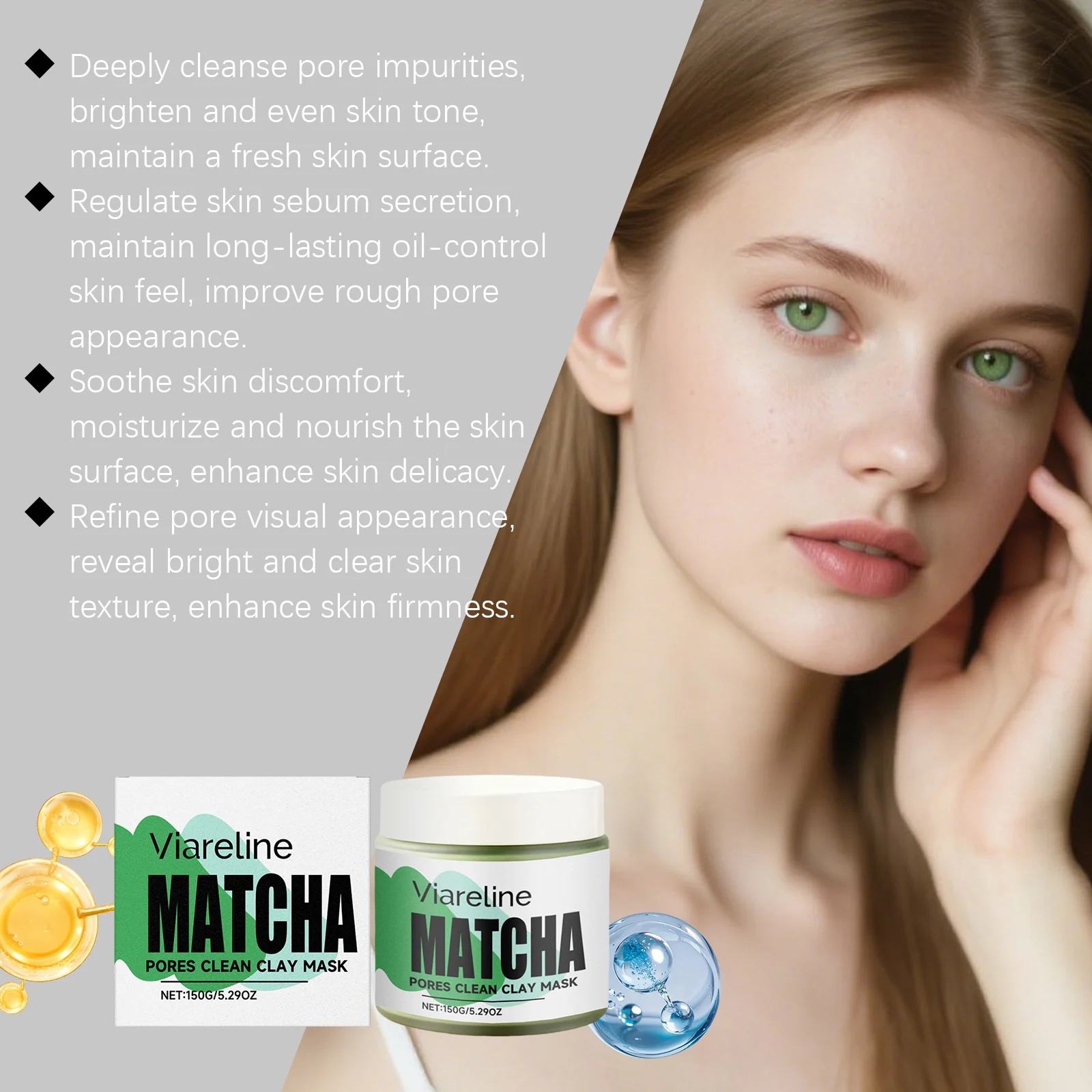 Matcha Pores Clean Clay Mask 150g Gentle Deep Cleansing Oil Control Brightening Facial Mask 8 matcha pores clean clay mask 150g der smbkwxbk desc 8