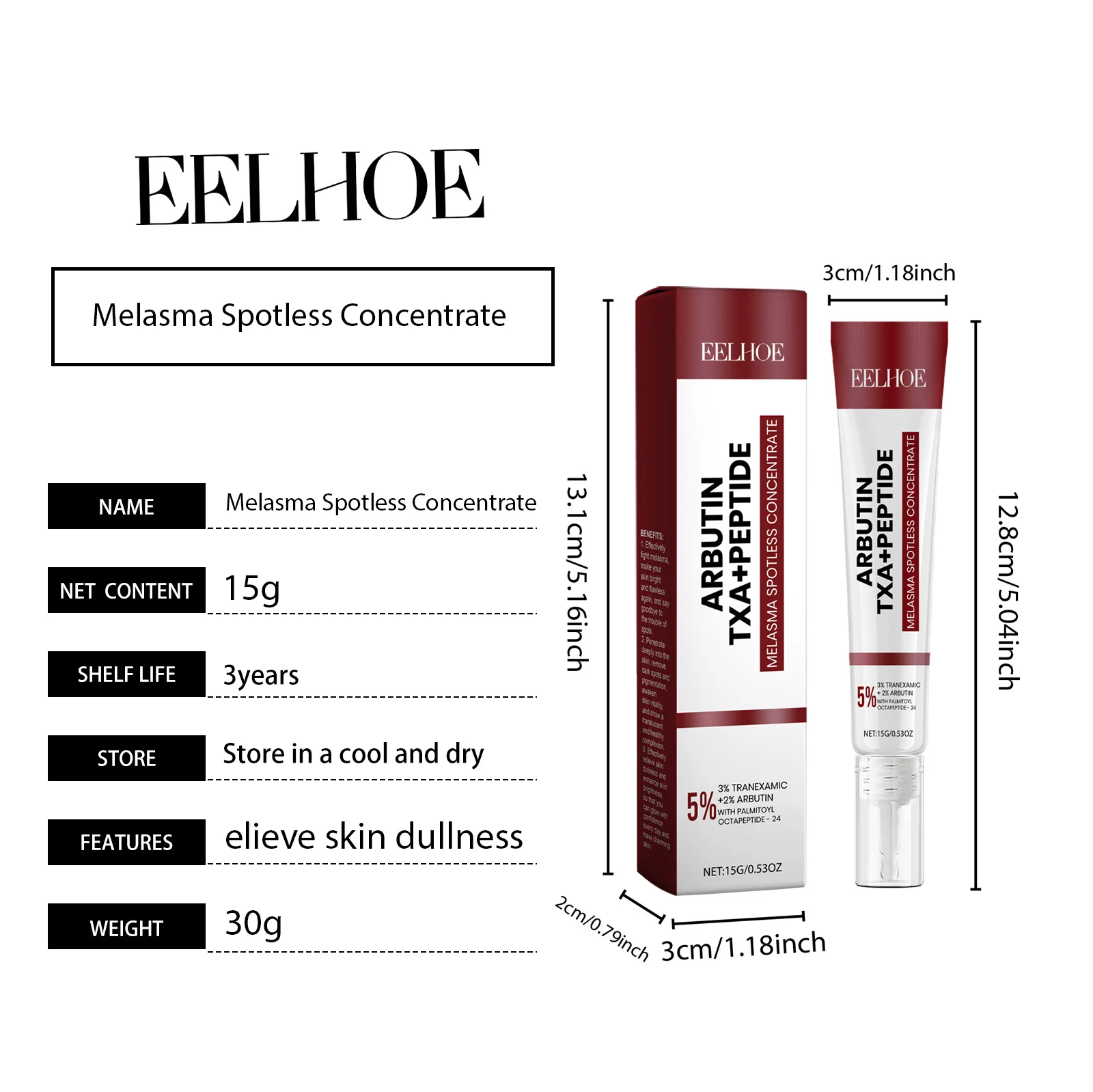 Melasma Spotless Concentrate TXA+Peptide Arbutin Dark Spot Removal Cream 15g 1 melasma spotless concentrate txa peptide arbutin dark spot removal cream 15g cih 9r4x6kc6 desc 1