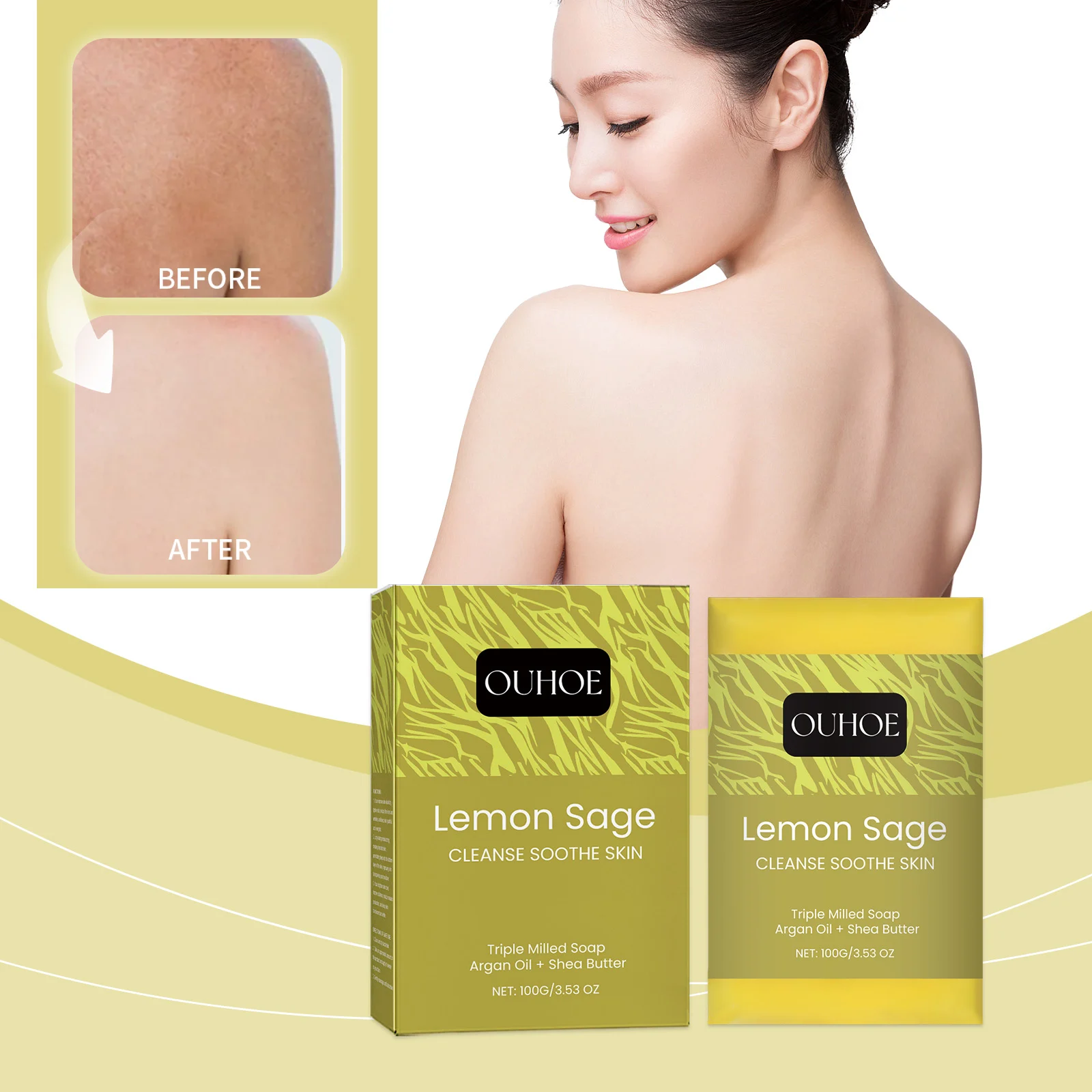 Mineral Lemon Bath Soap 100g for Gentle Cleansing, Moisturizing & Brightening Skin 2 mineral lemon bath soap 100g cih rxyjbssz desc 2