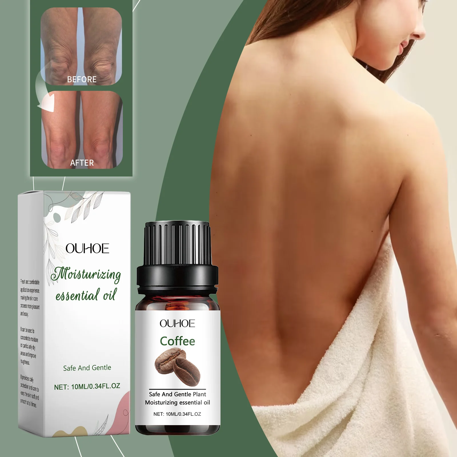 Moisturizing Body Oil with Shea Butter, Olive Oil & Coffee Extract for Dry Skin, 10ml 2 moisturizing body oil shea butter olive coffee extract 10ml cih xf3eerkb desc 2