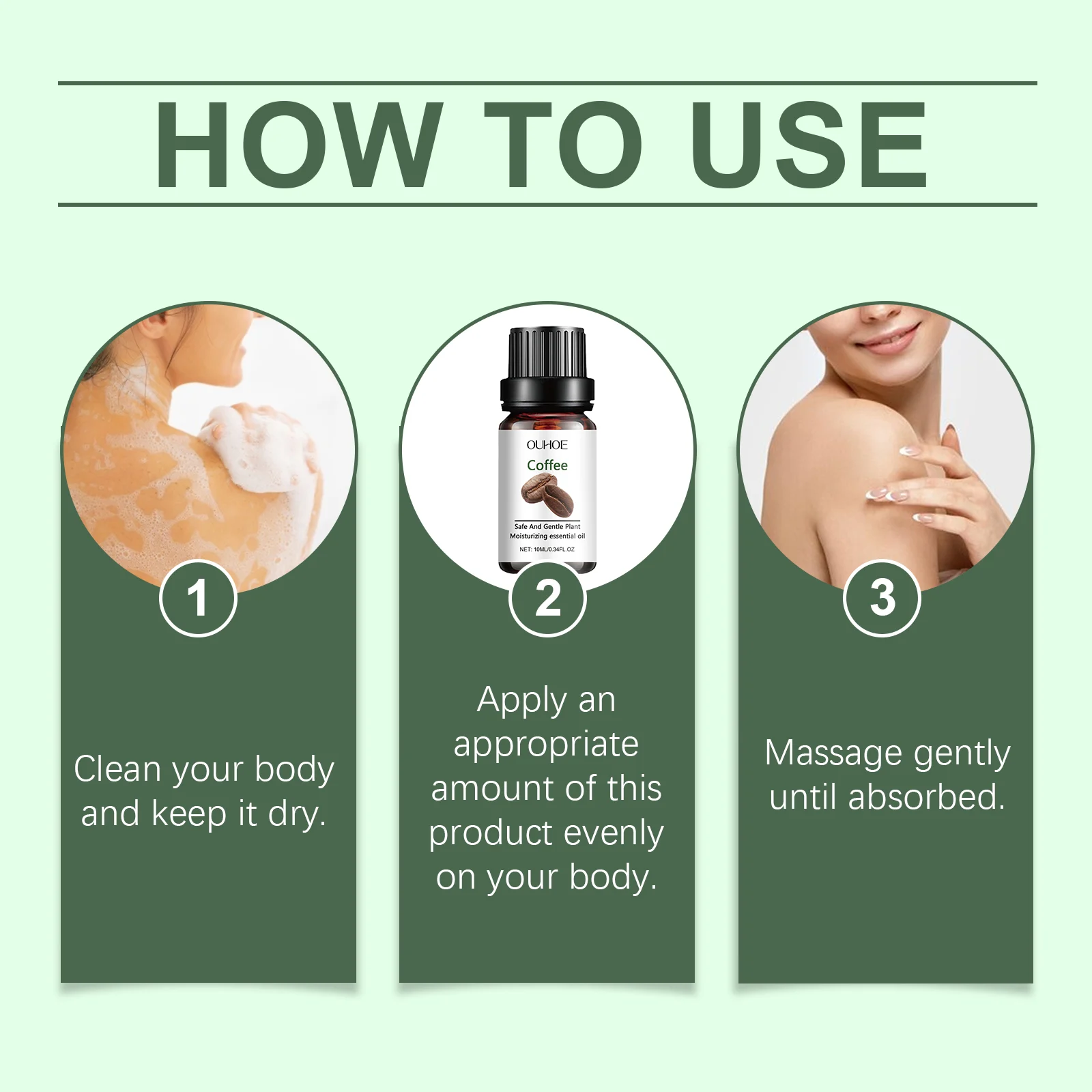 Moisturizing Body Oil with Shea Butter, Olive Oil & Coffee Extract for Dry Skin, 10ml 4 moisturizing body oil shea butter olive coffee extract 10ml cih xf3eerkb desc 4