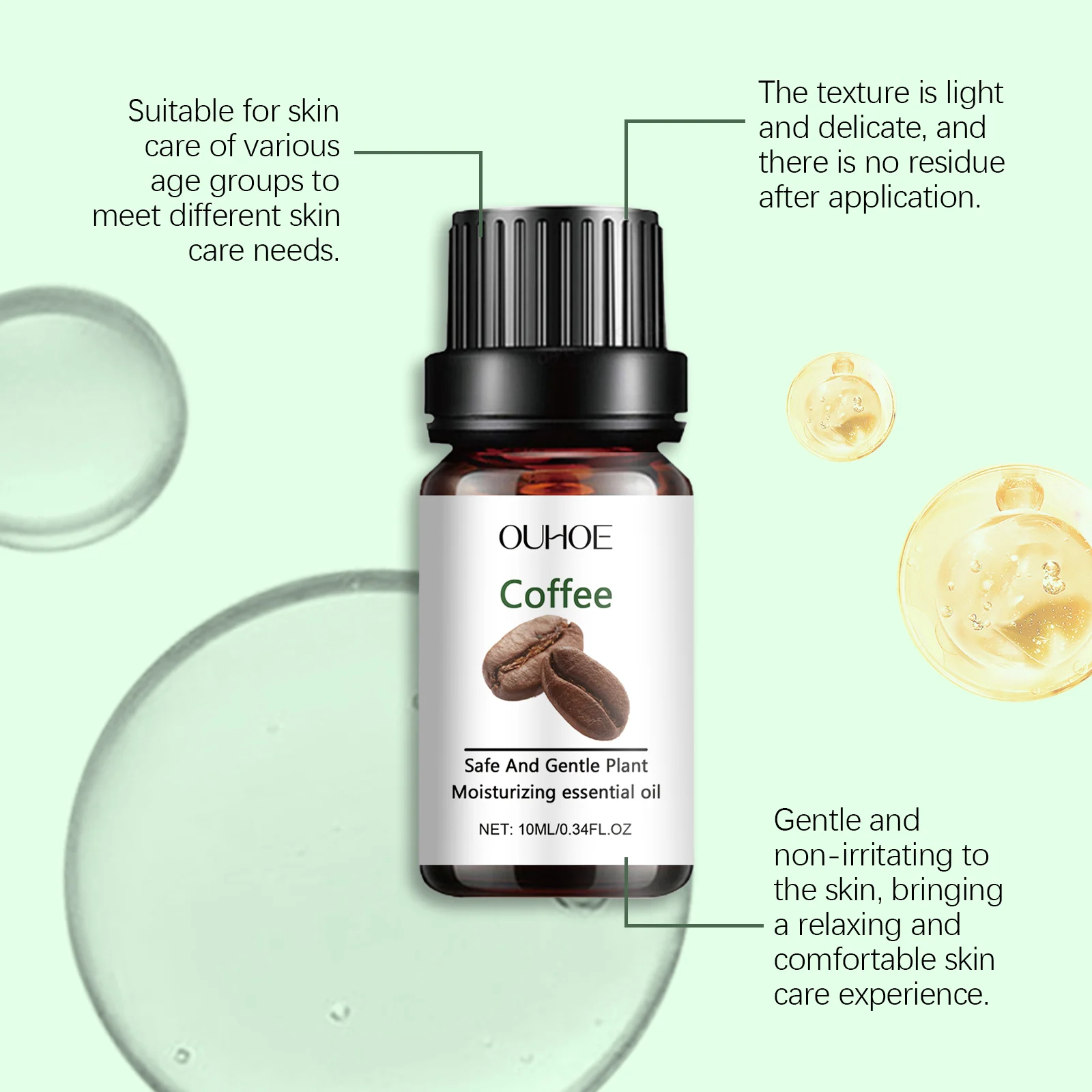 Moisturizing Body Oil with Shea Butter, Olive Oil & Coffee Extract for Dry Skin, 10ml 5 moisturizing body oil shea butter olive coffee extract 10ml cih xf3eerkb desc 5
