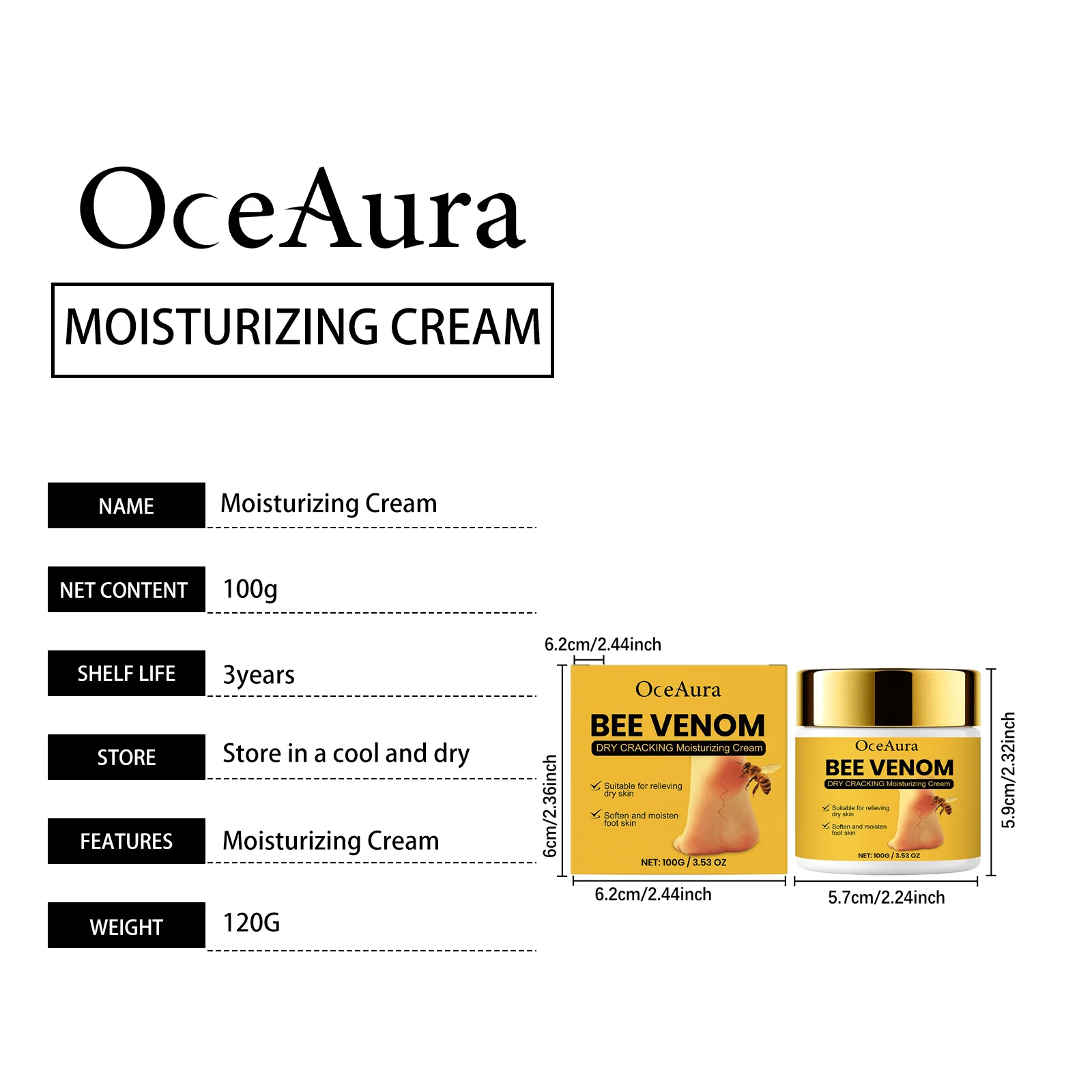 OceAura Moisturizing Cream for Dry Cracked Heels, Face & Body, Hydrating Foot Care 1 moisturizing cream dry heel der rq2pmd57 desc 1