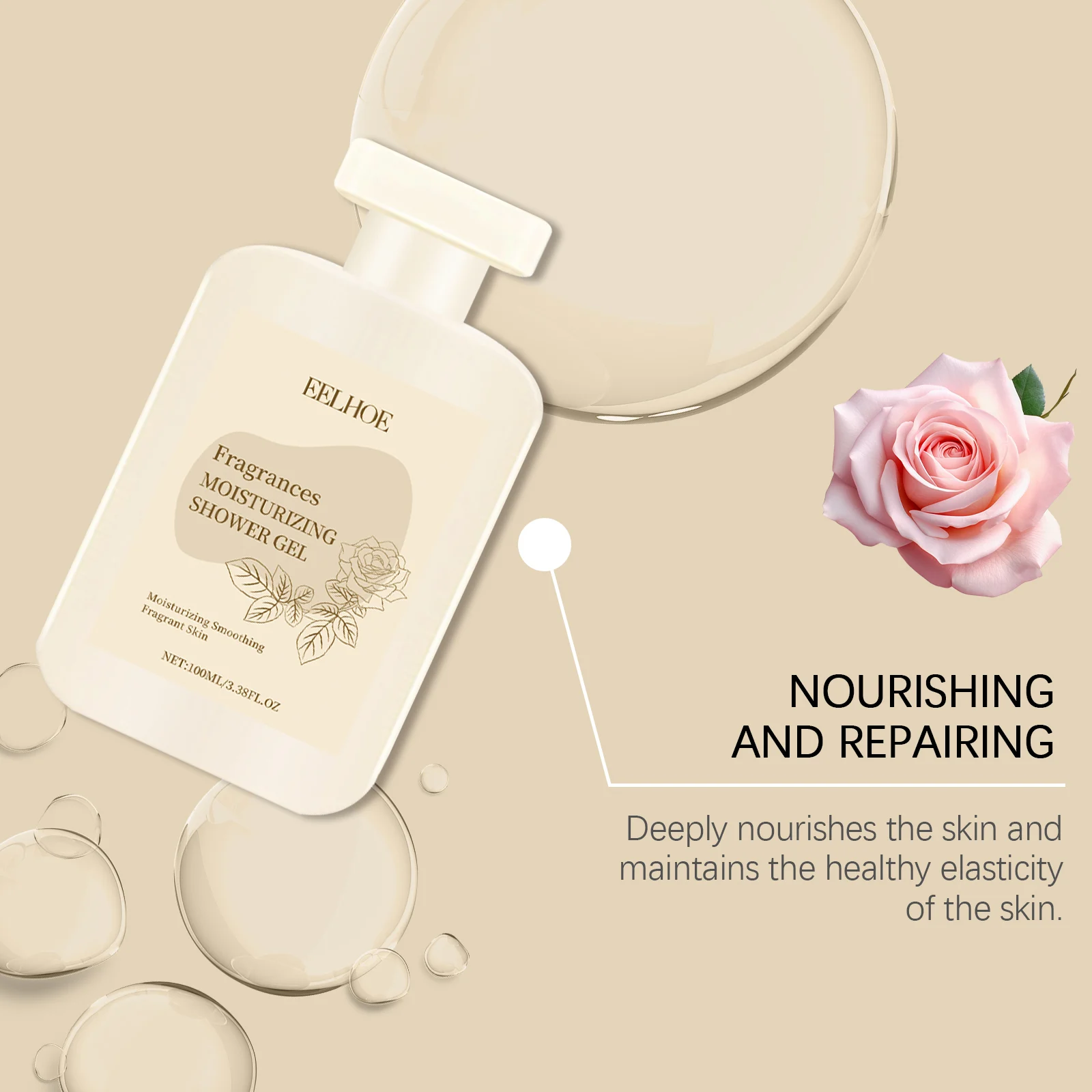 Moisturizing Shower Gel 100ml with Collagen & Rose Extract for Smooth Skin 6 moisturizing shower gel 100ml with collagen rose extract cih hczhct68 desc 6