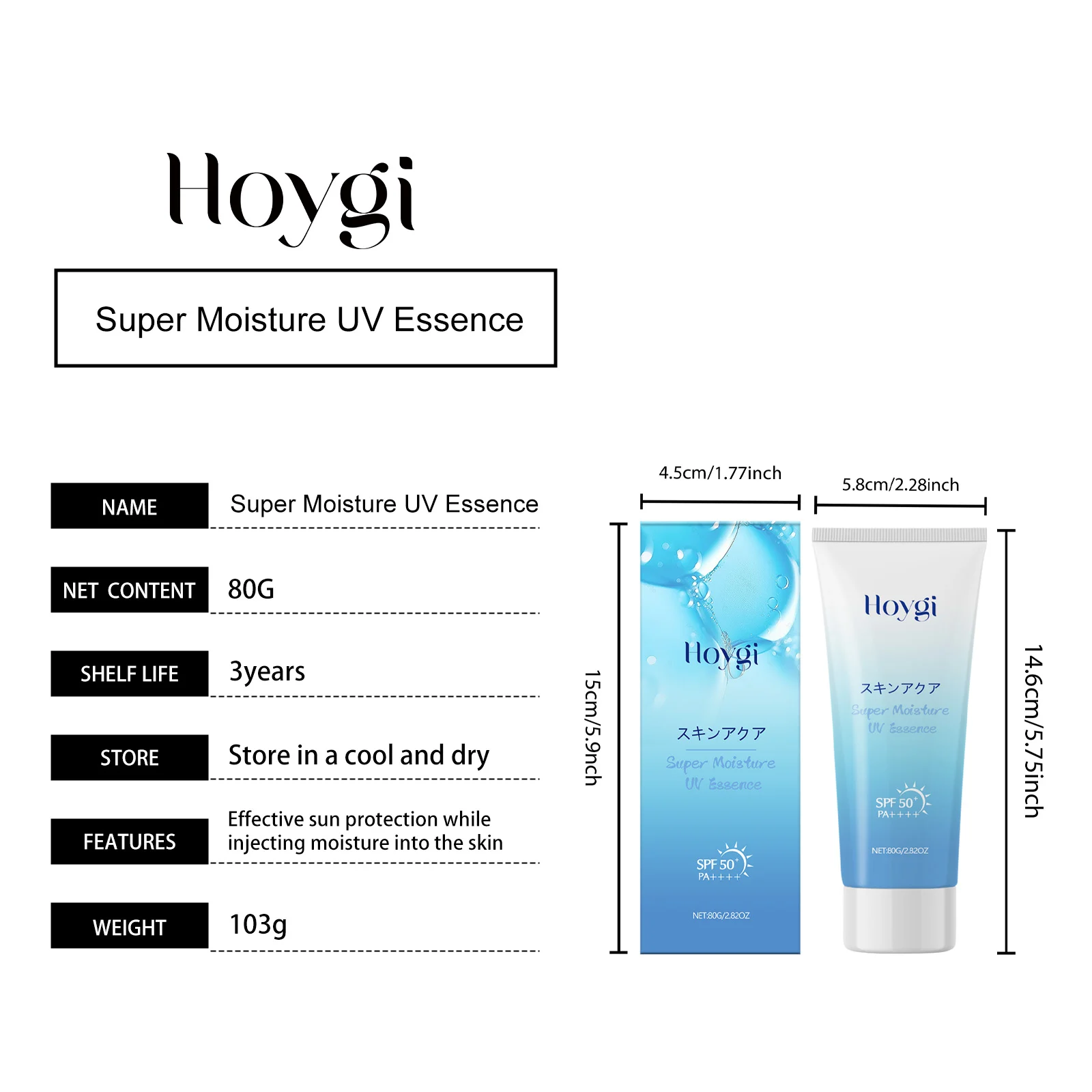 Hoygi Super Moisture UV Essence SPF 50 PA++++ Lightweight Moisturizing Sunscreen 1 moisturizing sunscreen spf50 cih psceht7h desc 1