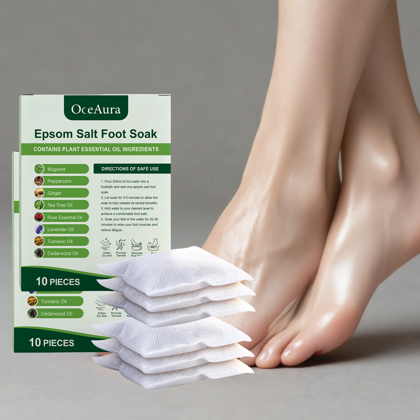 OceAura Mugwort Epsom Salt Foot Soak - Hydrates, Softens, Removes Odor 2 mugwort epsom salt foot soak der ue7j3xnx desc 2