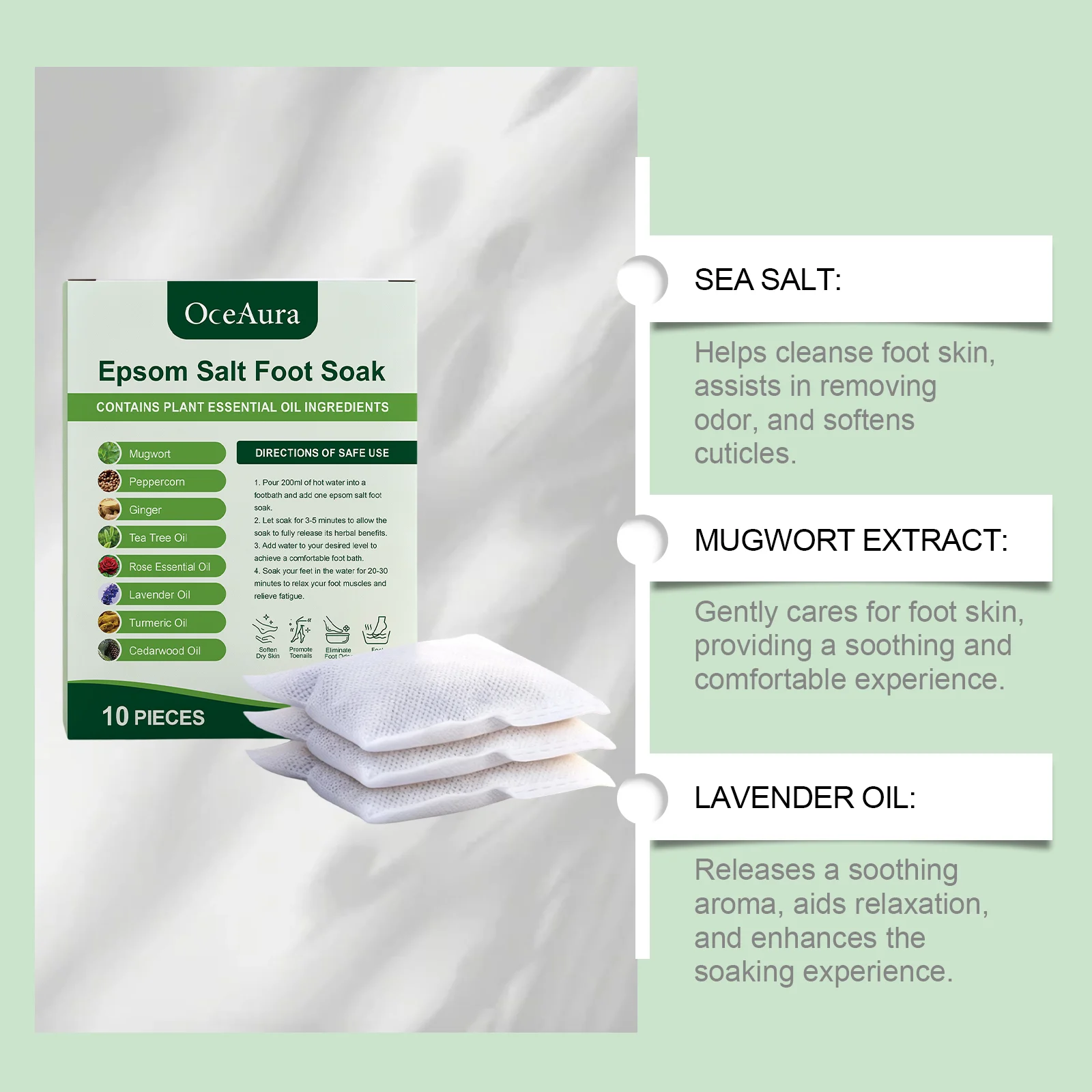 OceAura Mugwort Epsom Salt Foot Soak - Hydrates, Softens, Removes Odor 6 mugwort epsom salt foot soak der ue7j3xnx desc 6
