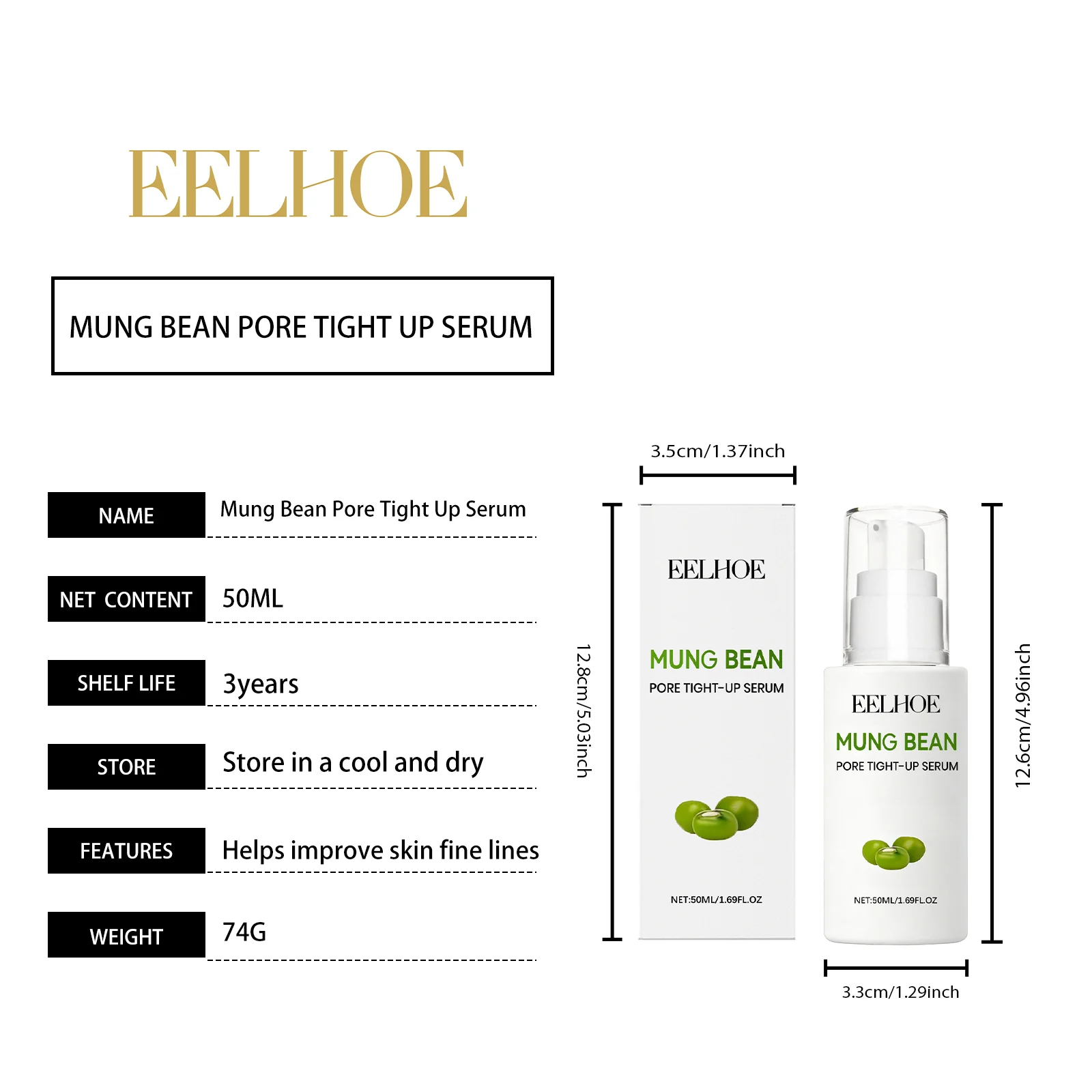 Mung Bean Pore Tightening Serum 50ml Lightweight Firming Moisturizing Essence for Sagging Skin 1 mung bean pore tightening serum 50ml der ytr4zhz6 desc 1