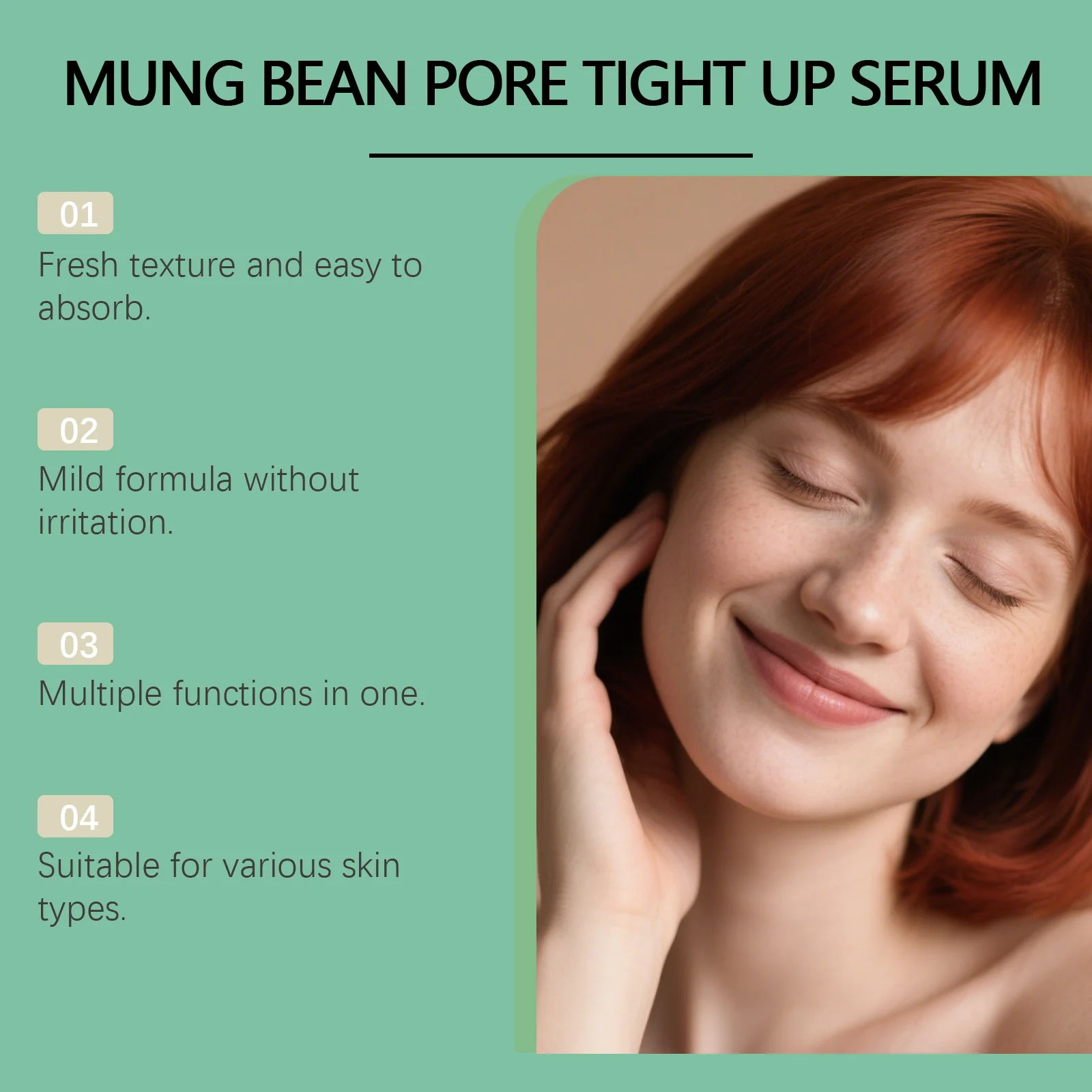 Mung Bean Pore Tightening Serum 50ml Lightweight Firming Moisturizing Essence for Sagging Skin 6 mung bean pore tightening serum 50ml der ytr4zhz6 desc 6