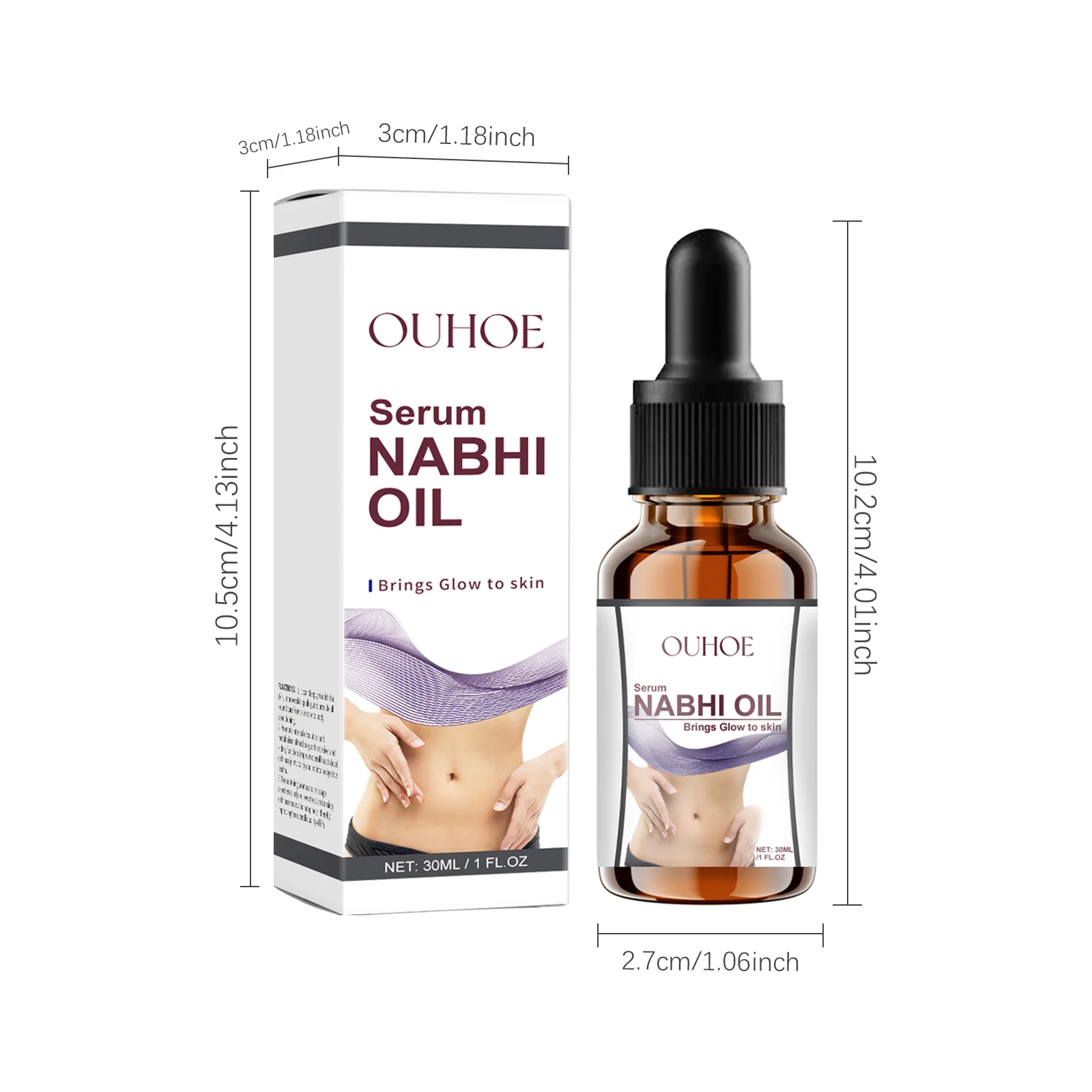 OUHOE NABHI Oil Functional Serum for Body Care, Soothing Digestion, Deep Moisturizing & Glowing Skin 1 nabhi oil body serum cih anvsrted desc 1