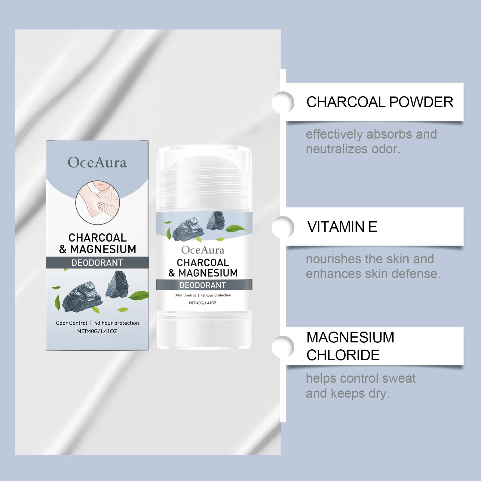 Natural Deodorant Stick for Men & Women, Gentle Odor Control, 48-Hour Protection, Sensitive Skin 7 natural deodorant stick 40g sensitive skin cih 28x4dewv desc 7