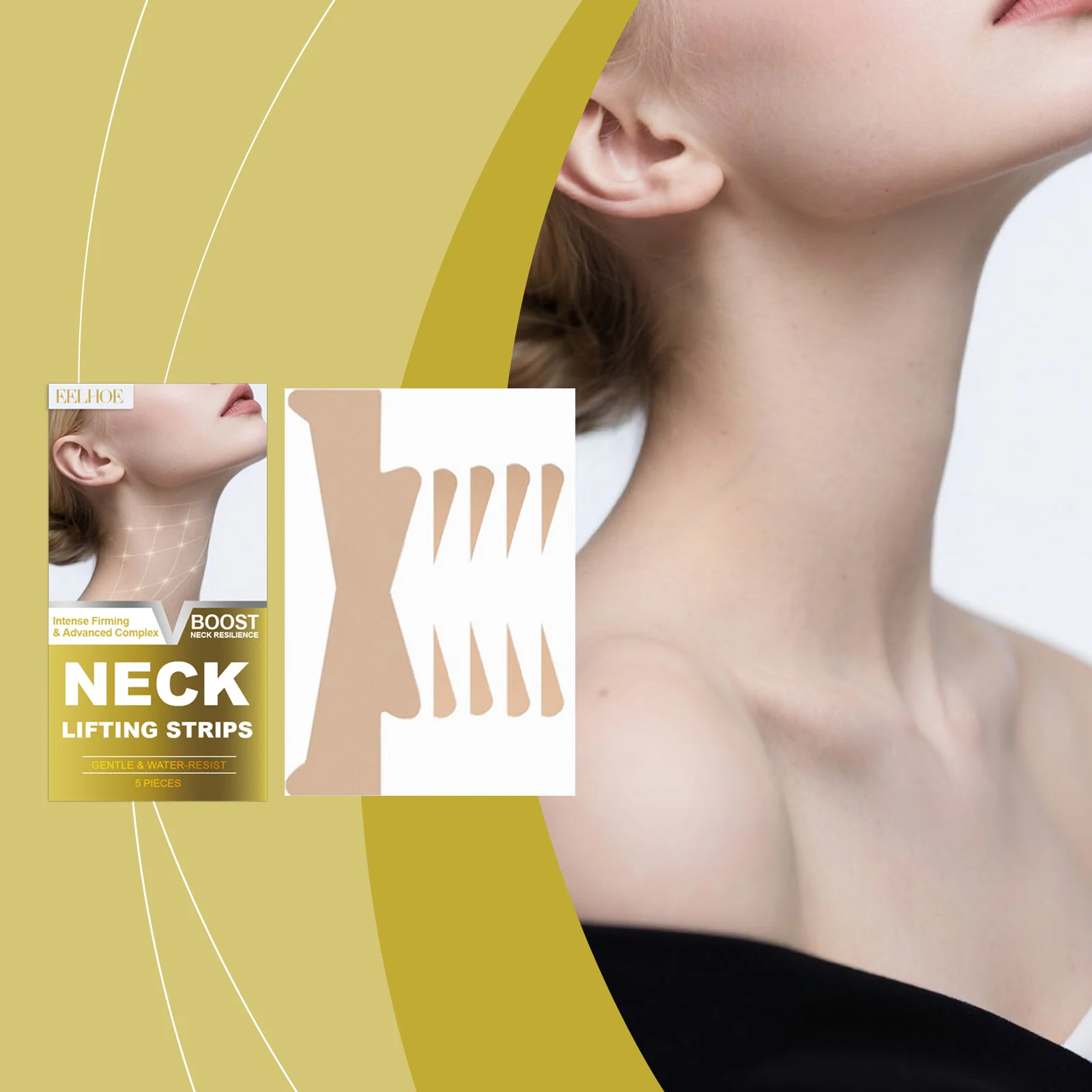 Neck Firming Strips with Hyaluronic Acid for Wrinkle Reduction 5 Pcs 2 neck firming lifting strips hyaluronic acid der wjtdz4q8 desc 2
