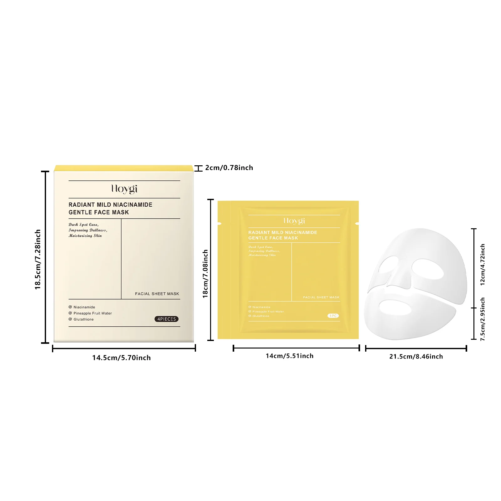Niacinamide Deep Hydration Face Mask Boxed 4pcs Daily Moisturizing Nourishing 1 niacinamide deep hydration face mask box cih hdm25kpg desc 1