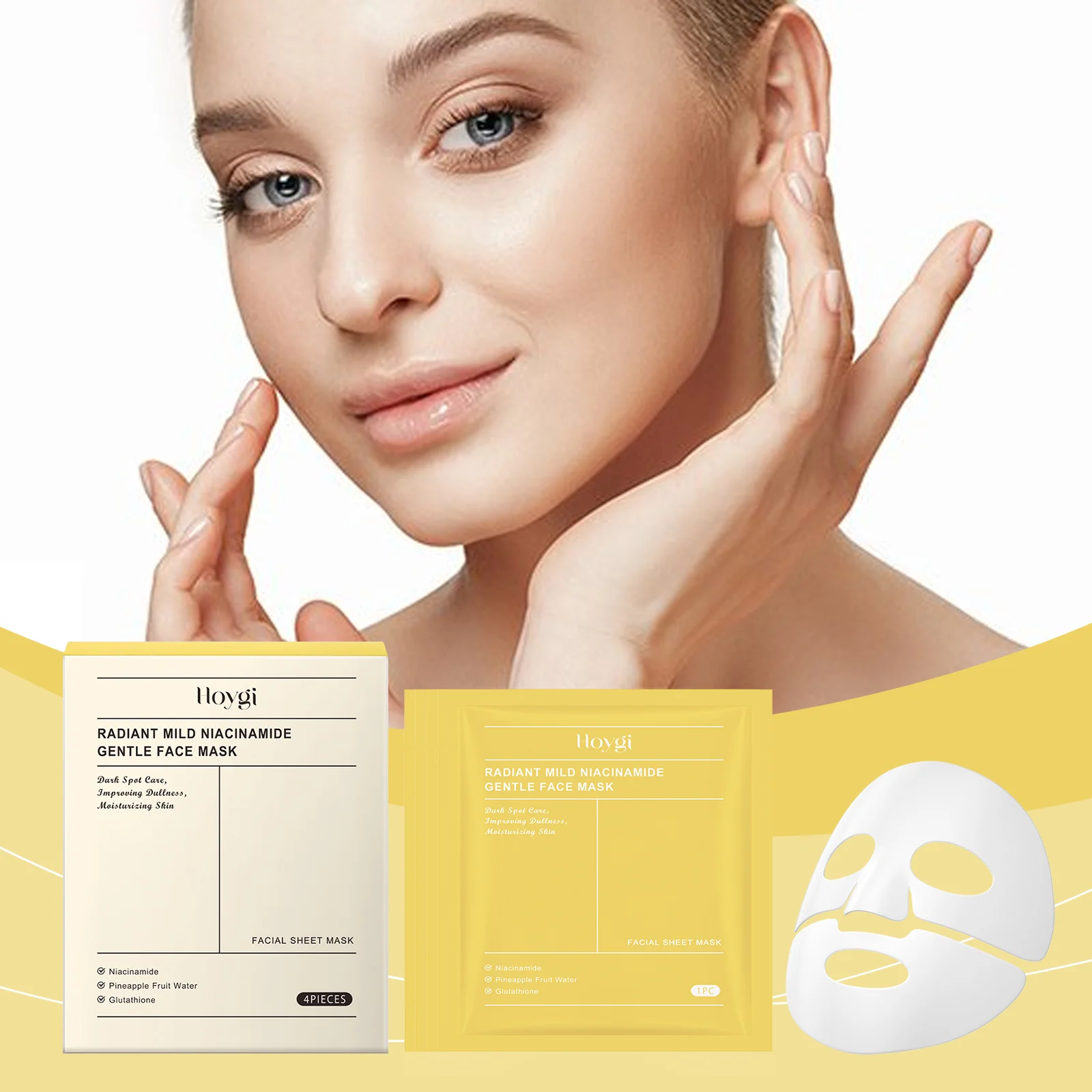 Niacinamide Deep Hydration Face Mask Boxed 4pcs Daily Moisturizing Nourishing 2 niacinamide deep hydration face mask box cih hdm25kpg desc 2