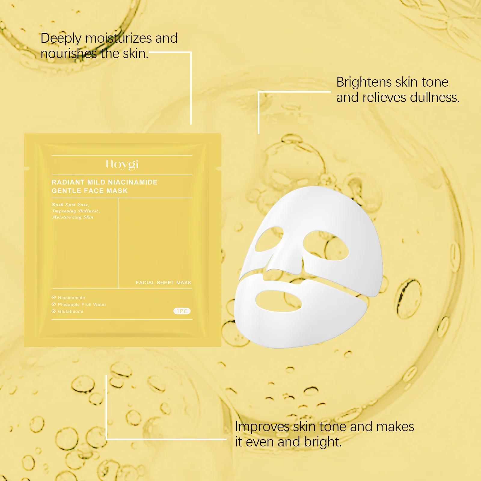 Niacinamide Deep Hydration Face Mask Boxed 4pcs Daily Moisturizing Nourishing 7 niacinamide deep hydration face mask box cih hdm25kpg desc 7