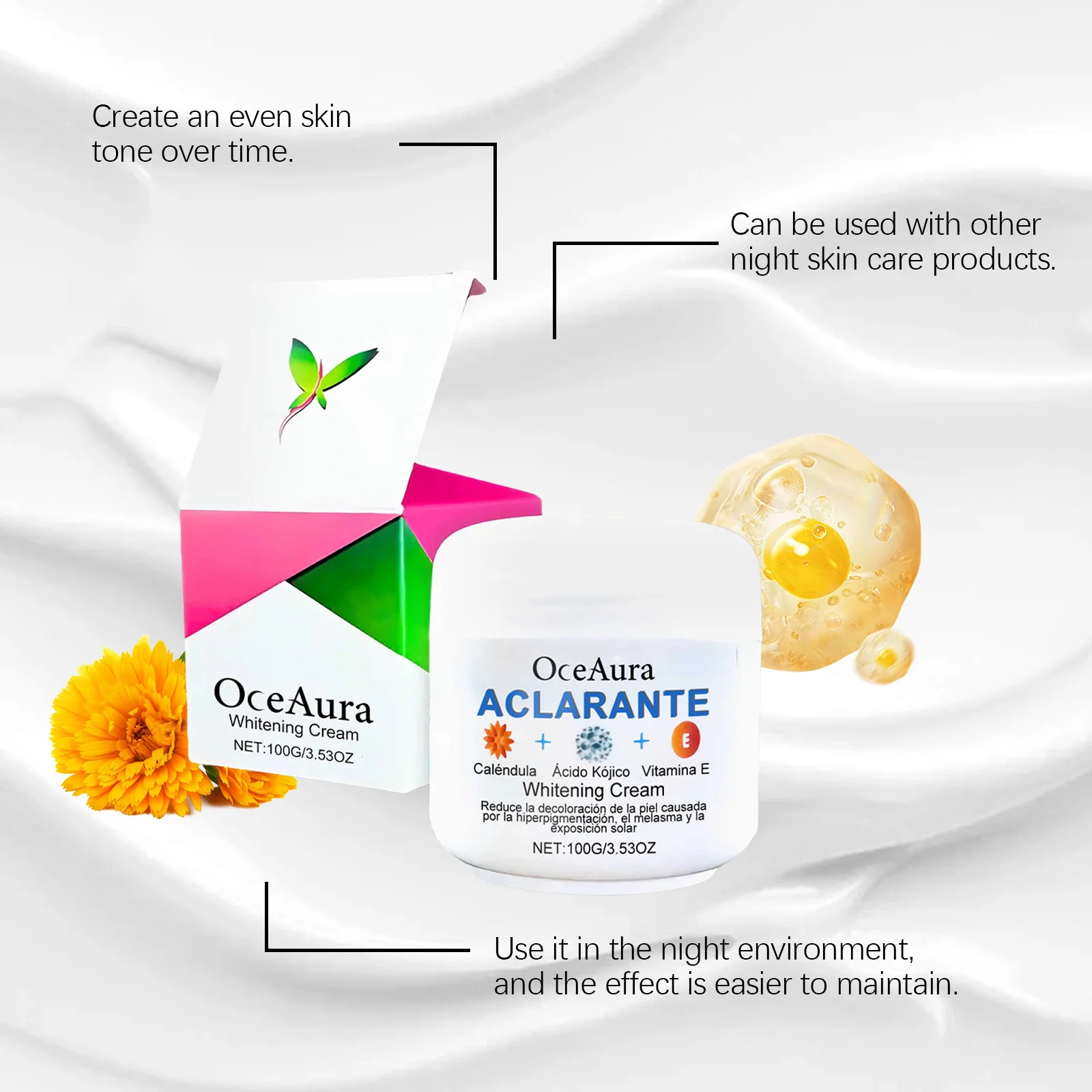 OceAura Night Brightening Cream - Moisturizing & Skin Tone Enhancing Body Lotion 8 night brightening body cream cih tmkbytts desc 8