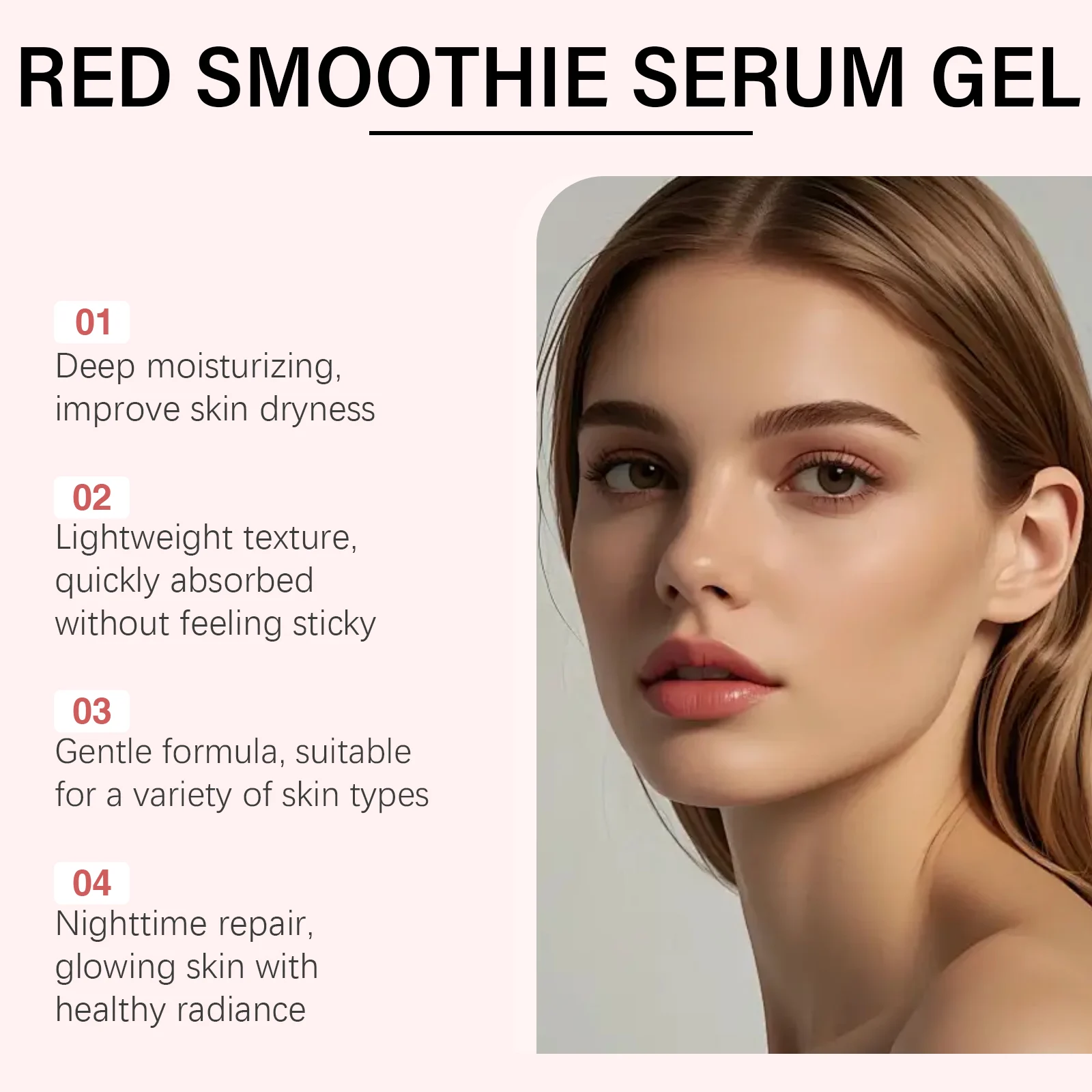 OUHOE Red Smoothie Night Serum Gel with Collagen, Plumps and Hydrates Skin, 50g 10 night hydrating serum gel der byujykge desc 10