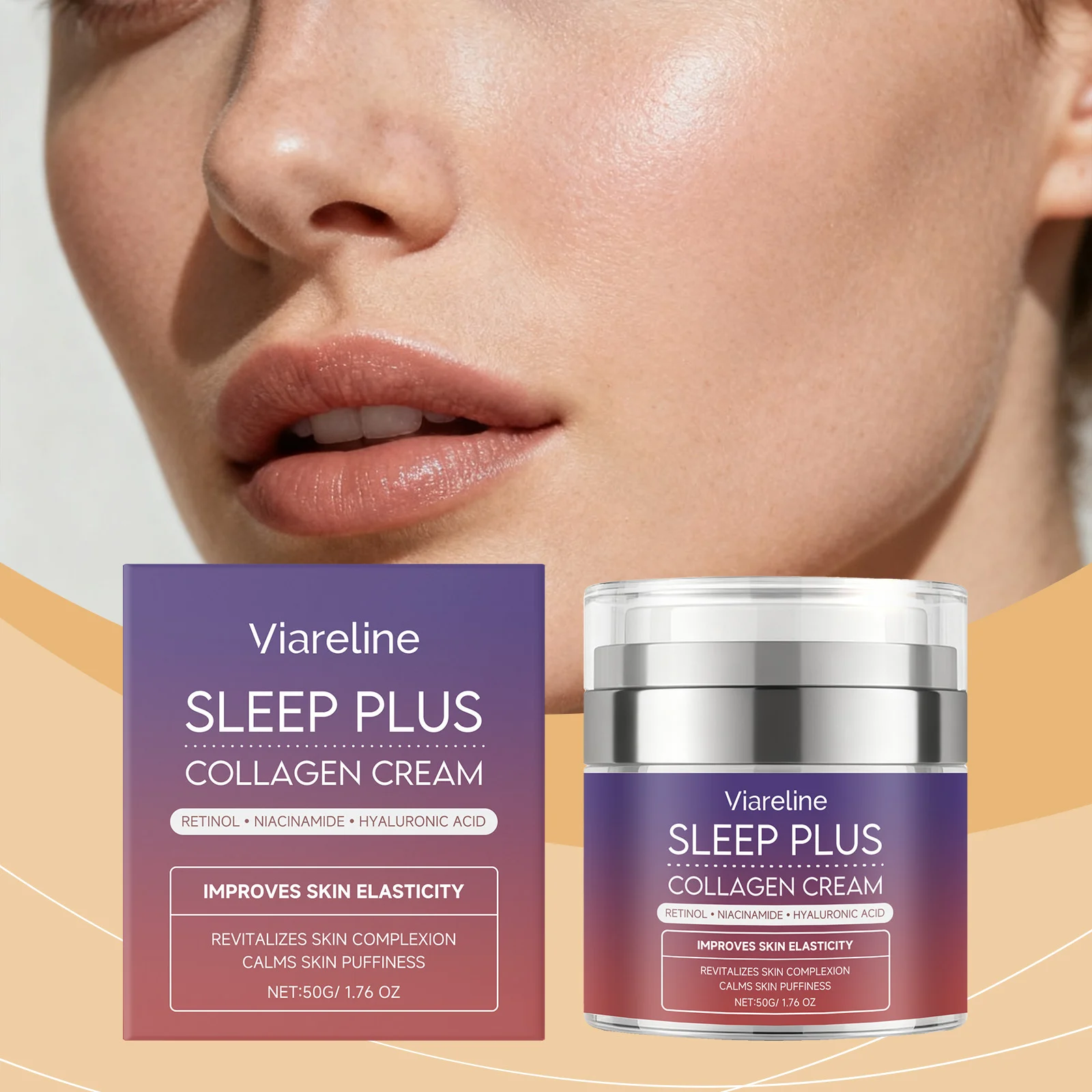 Viareline Night Moisturizing Collagen Cream with Retinol Niacinamide Hyaluronic Acid for Firming & Hydration 2 night moisturizing collagen cream der ym4wk8a6 desc 2