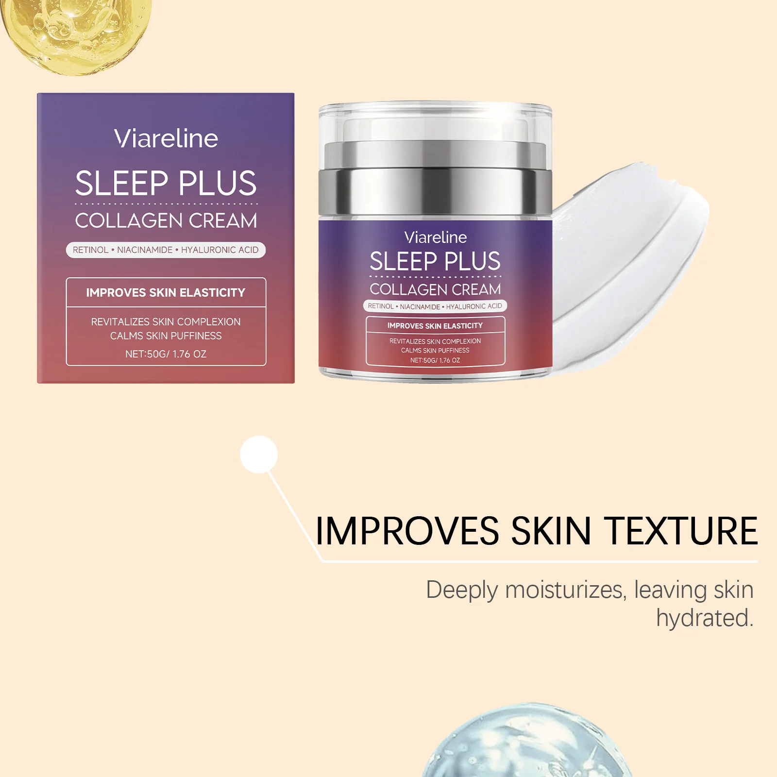 Viareline Night Moisturizing Collagen Cream with Retinol Niacinamide Hyaluronic Acid for Firming & Hydration 6 night moisturizing collagen cream der ym4wk8a6 desc 6