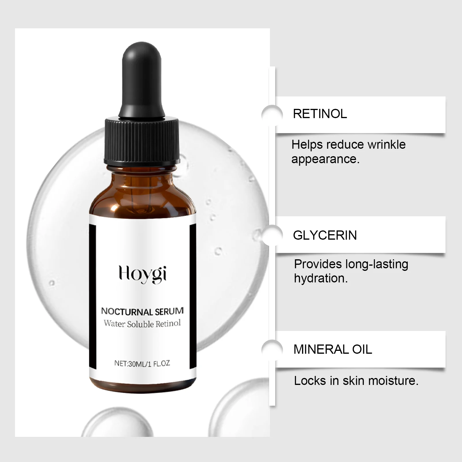 Hoygi Nocturnal Serum Retinol Night Repair Anti-Wrinkle Hydrating Moisturizer 8 night repair serum der my99k9nq desc 8