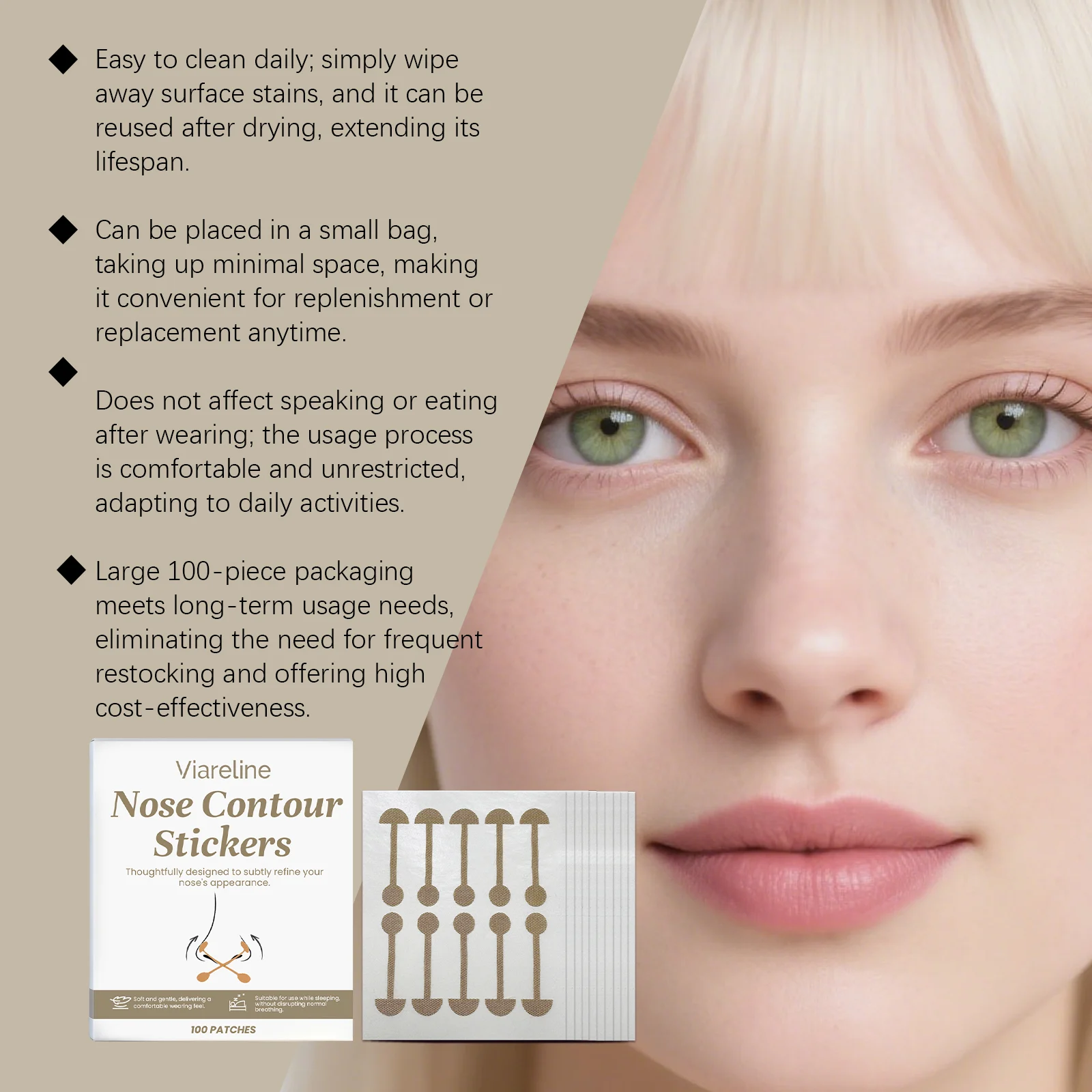 Viareline Nose Contour Stickers - Breathable, Comfortable, Invisible Nose Shaper for Day and Night 7 nose contour stickers der fad5wgcj desc 7