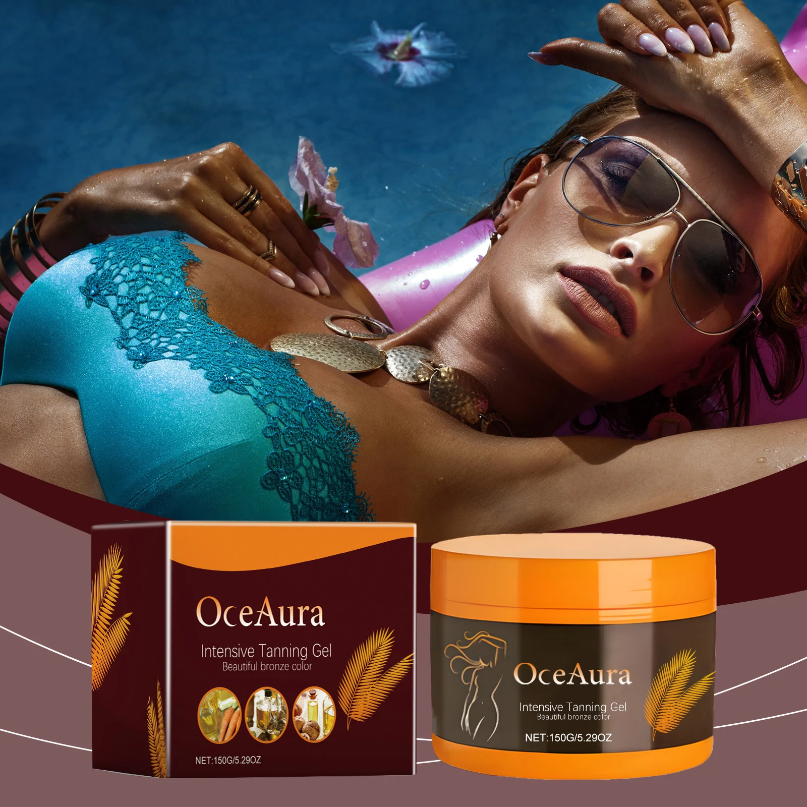 Tanning Gel for Deep Bronze Tan & Skin Repair, Nourishing & Moisturizing, 150g 2 ocean aura tanning gel bronze skin repair 150g cih evpty7f9 desc 2