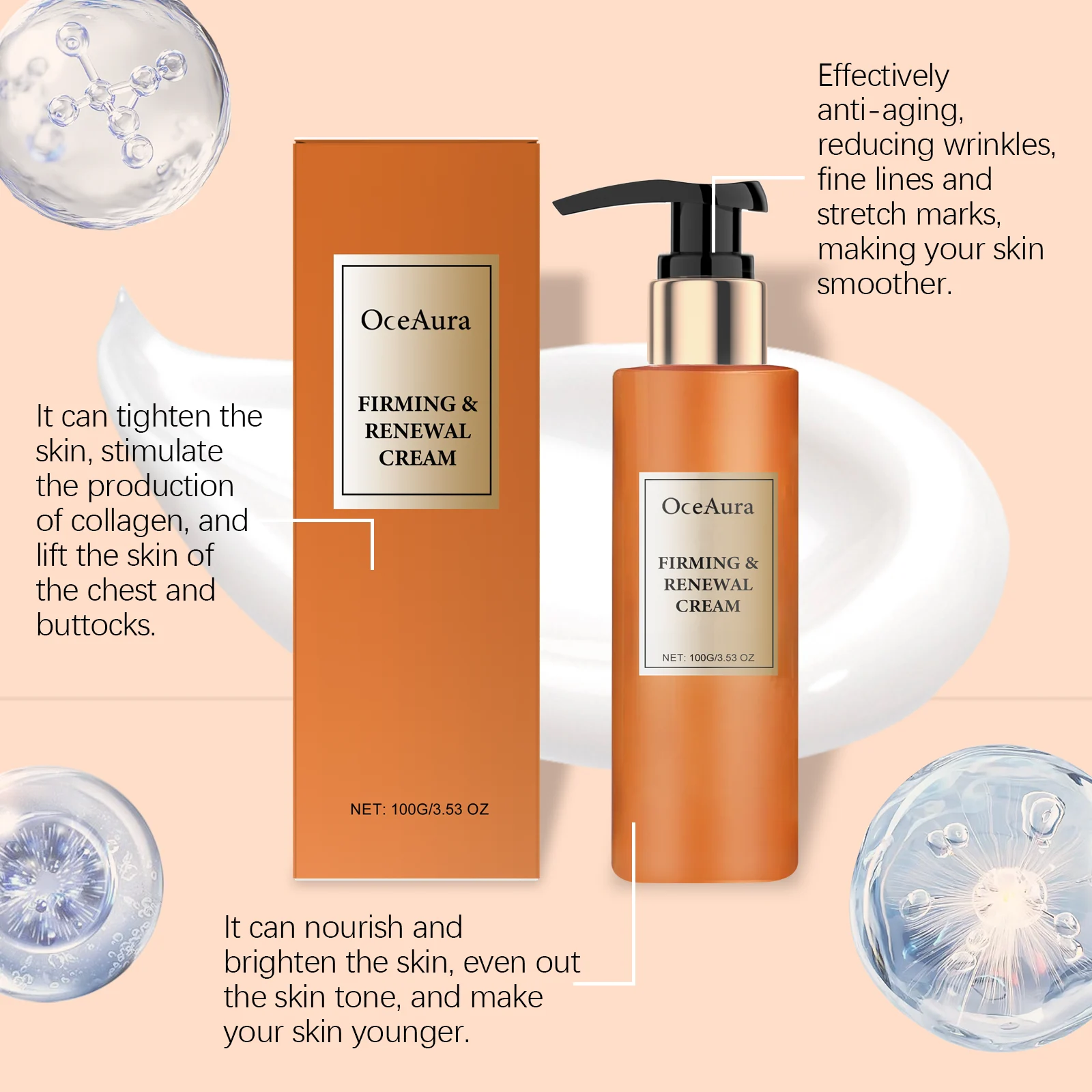 Firming Body Cream Hydrates, Tightens & Renews Skin with Shea Butter & Peptides 100g 8 oceaura firming body cream shea butter peptides 100g cih 7awmhgzs desc 8