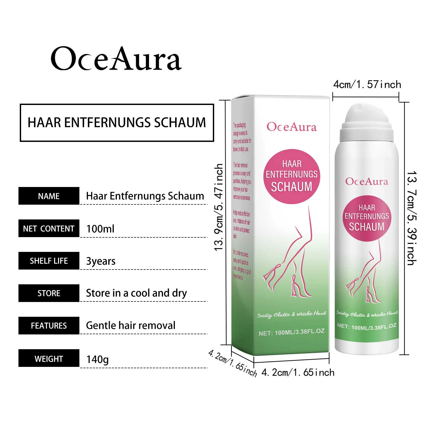 Hair Removal Spray Gentle Formula for Smooth Skin Underarms Legs Arms 100ml 1 oceaura hair removal spray 100ml gentle cih jm8pm8jn desc 1