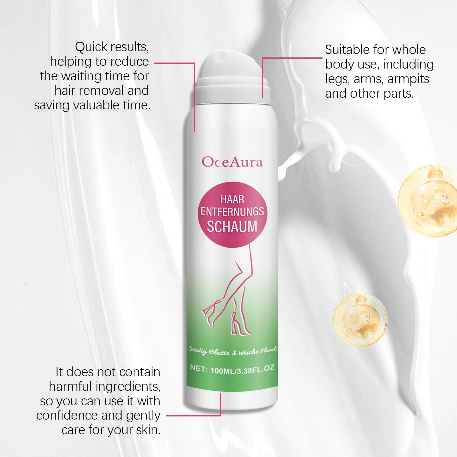 Hair Removal Spray Gentle Formula for Smooth Skin Underarms Legs Arms 100ml 6 oceaura hair removal spray 100ml gentle cih jm8pm8jn desc 6